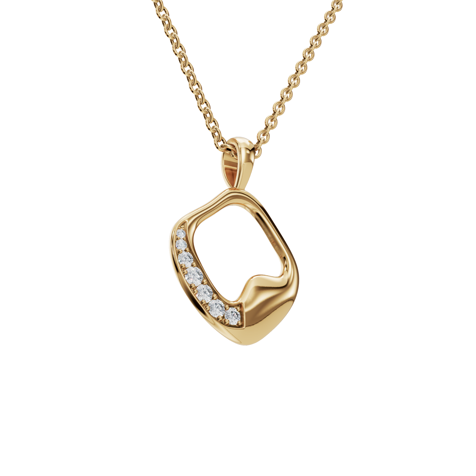 Graceful Golden Wave Lab Grown Diamond Pendant Necklace
