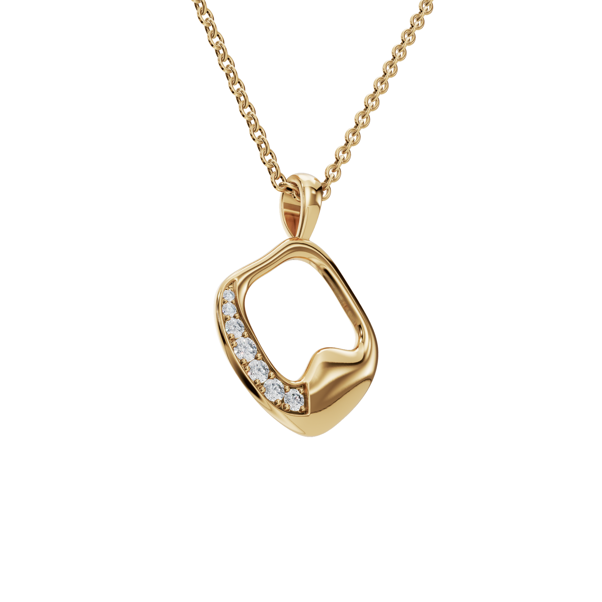 Graceful Golden Wave Lab Grown Diamond Pendant Necklace