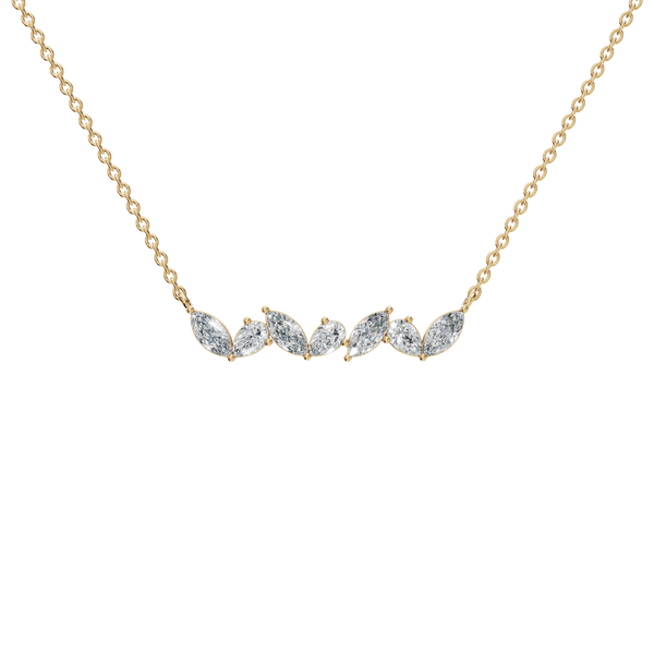1.09Ctw Statement Pear and Marquise Cut Diamond Curved Bar Necklace