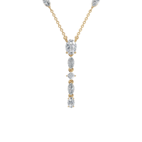 Layered Vertical Multi-Shape Diamond Drop Y Statement Necklace