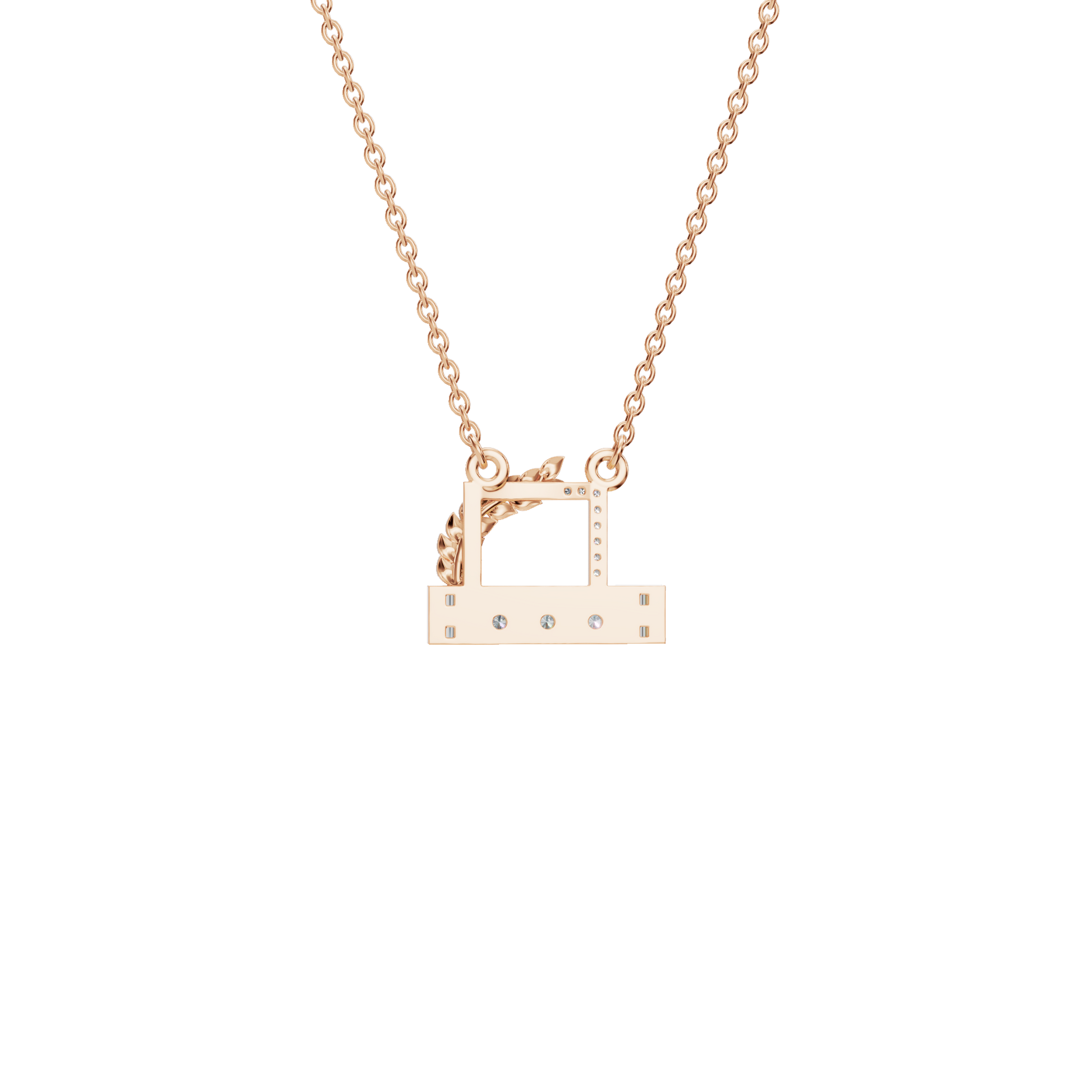 0.27Ctw Diamond Letter D with Baguette Accents in Solid Gold Pendant Necklace