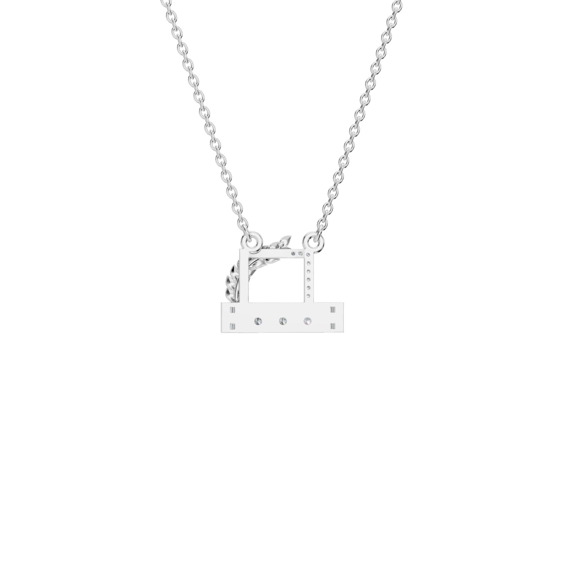 0.27Ctw Diamond Letter D with Baguette Accents in Solid Gold Pendant Necklace