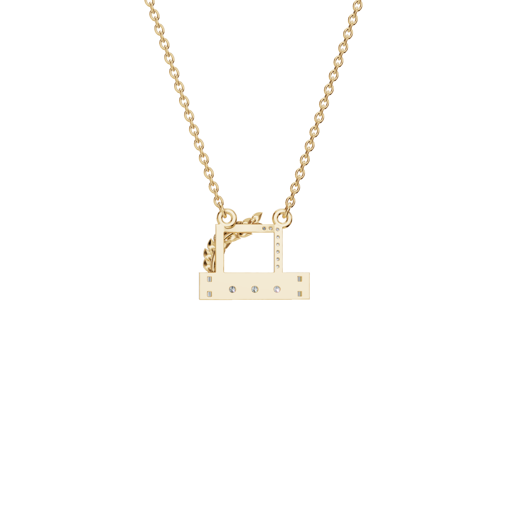 0.27Ctw Diamond Letter D with Baguette Accents in Solid Gold Pendant Necklace