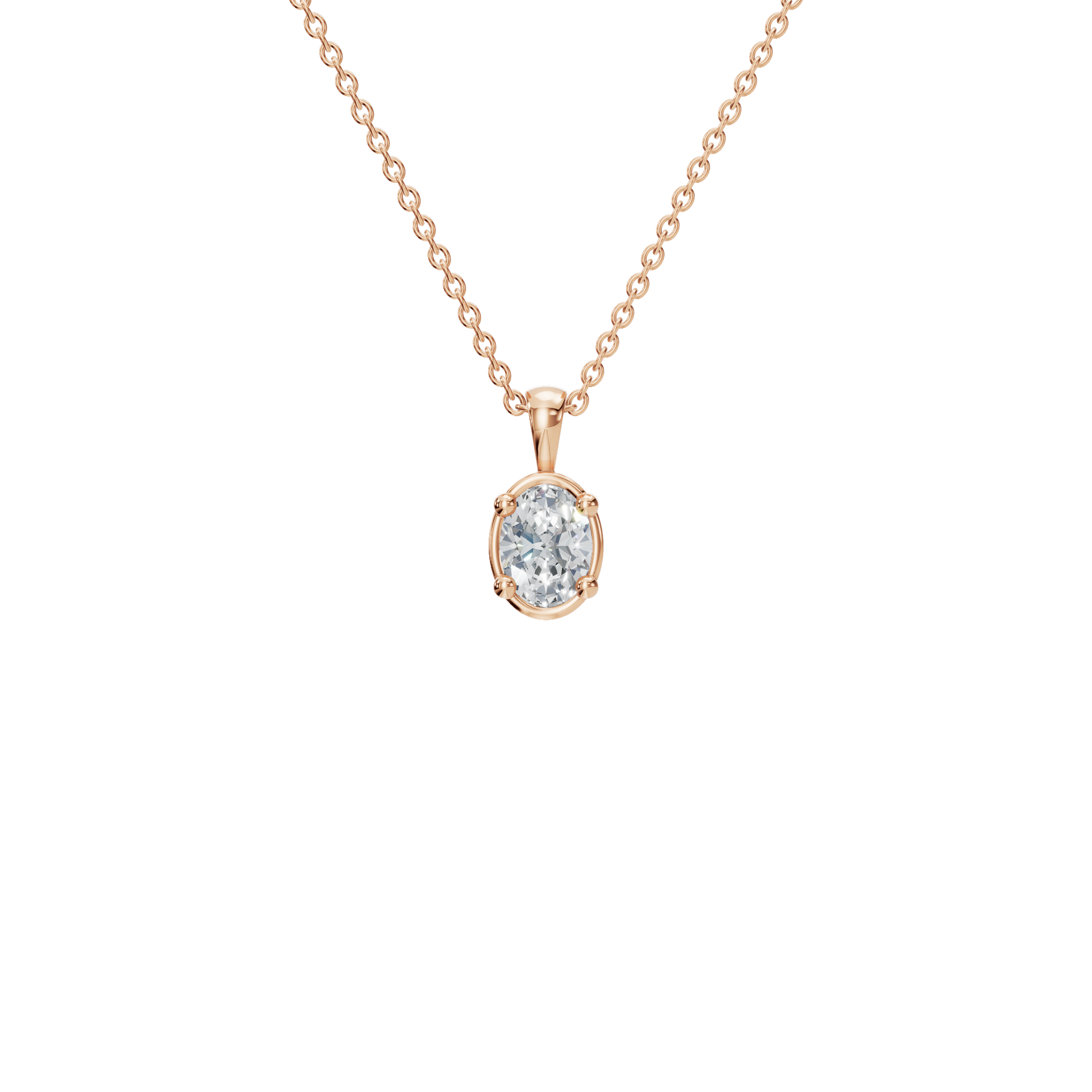 0.76 CTW Oval Diamond Solitaire Pendant Necklace