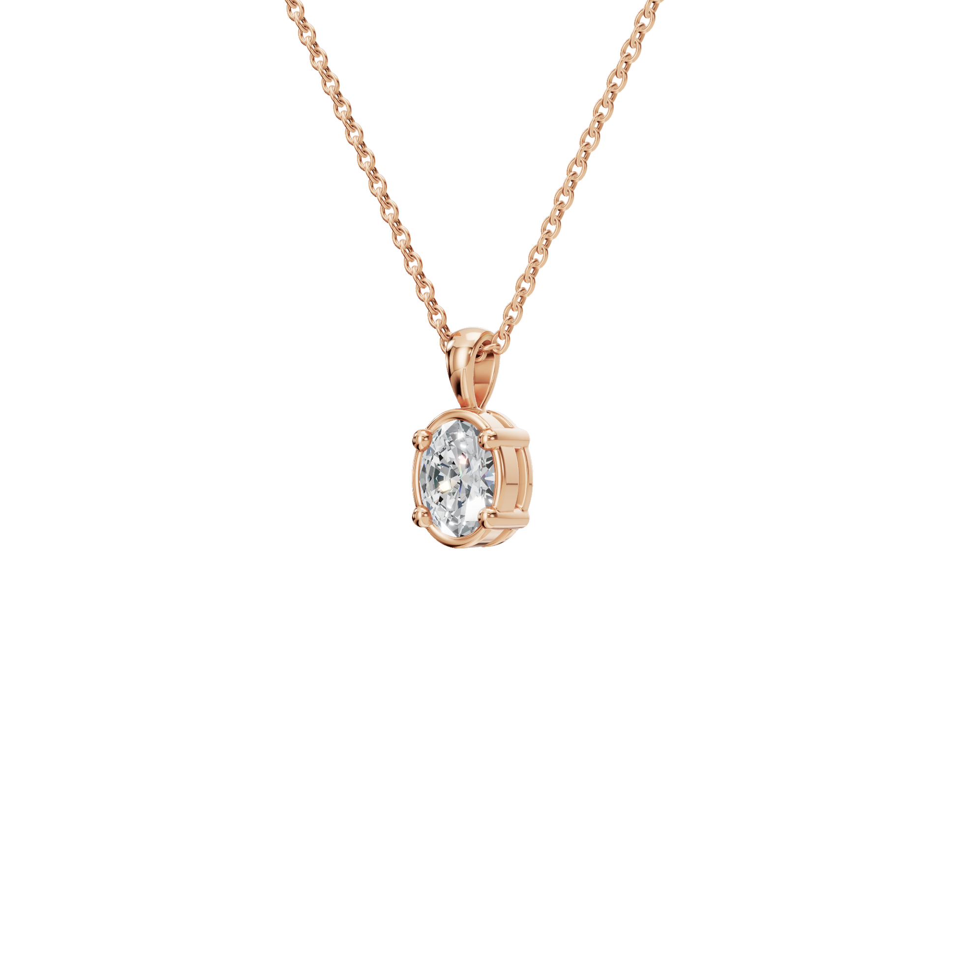 0.76 CTW Oval Diamond Solitaire Pendant Necklace
