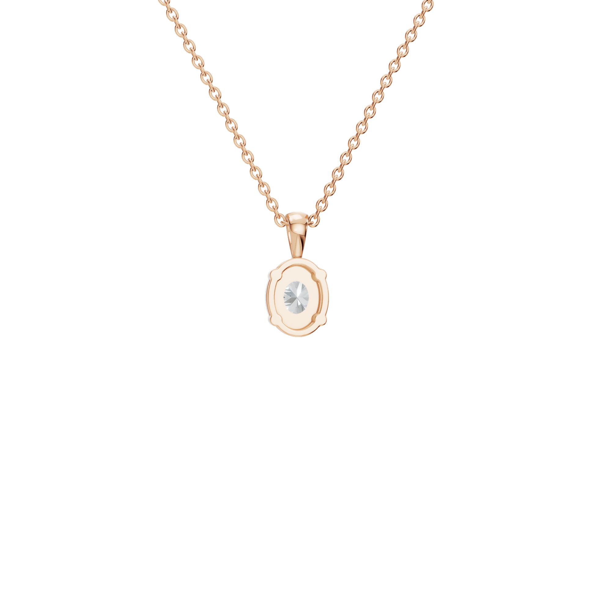0.76 CTW Oval Diamond Solitaire Pendant Necklace