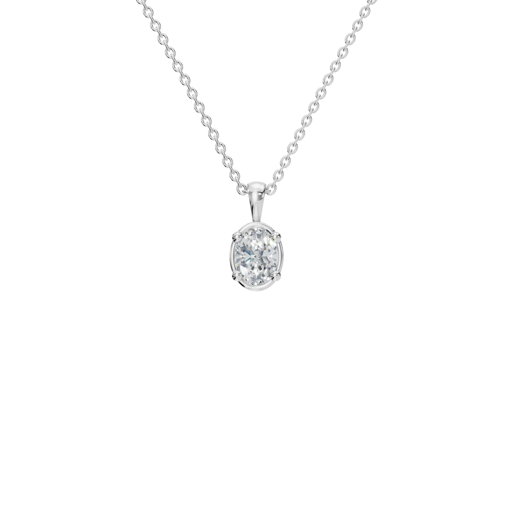 0.76 CTW Oval Diamond Solitaire Pendant Necklace