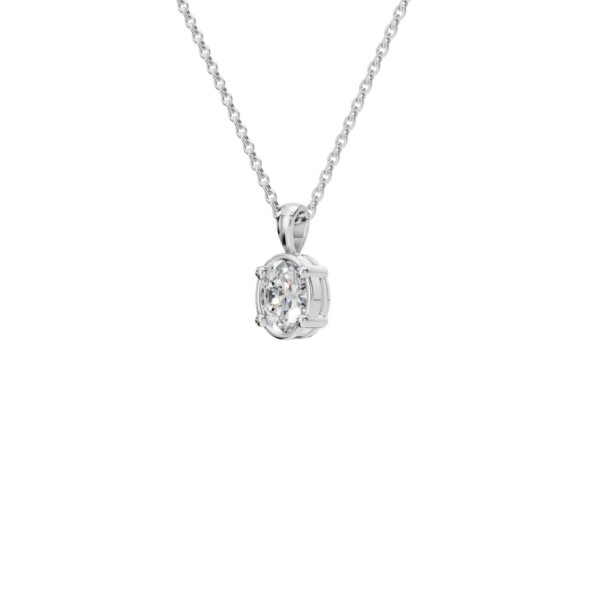0.76 CTW Oval Diamond Solitaire Pendant Necklace