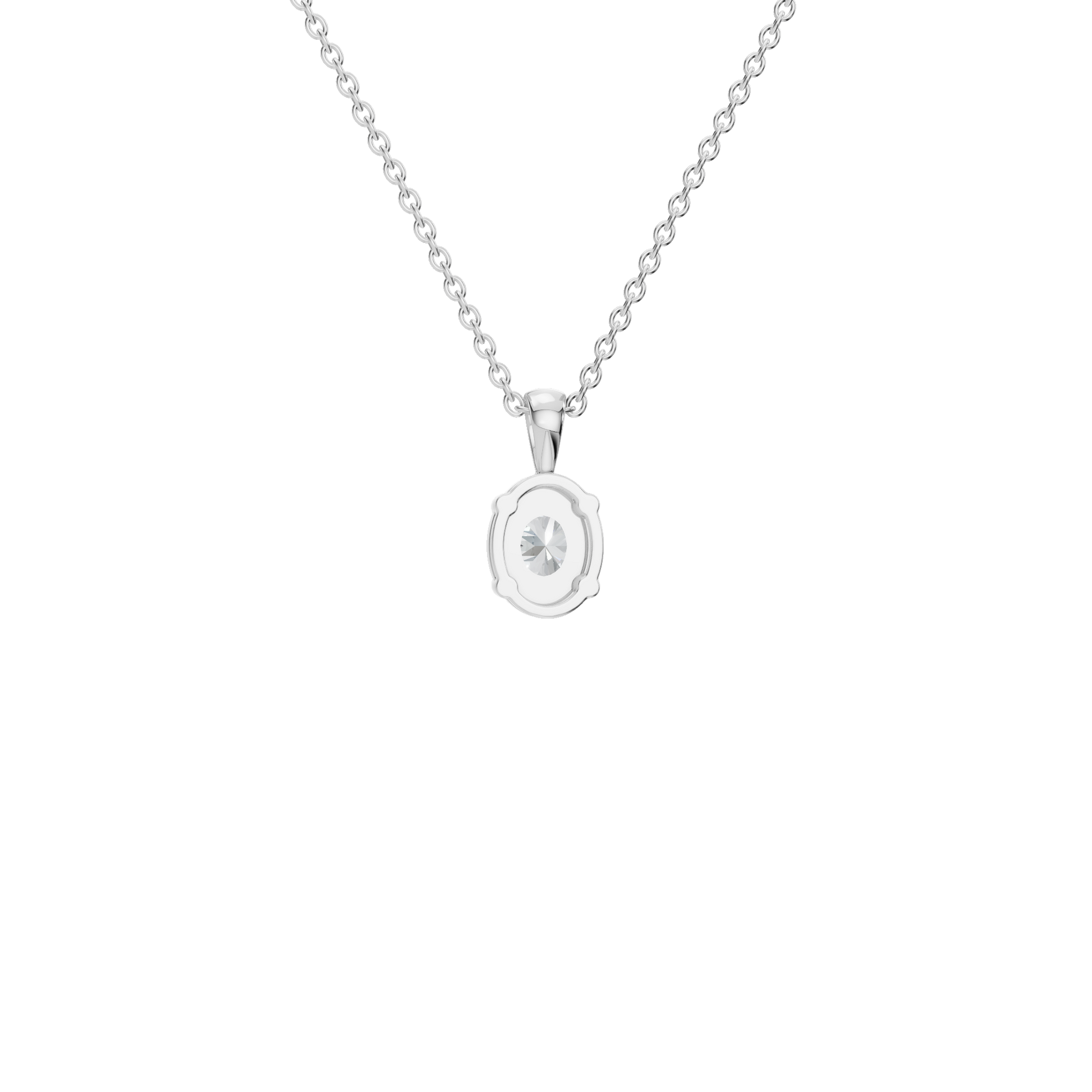 0.76 CTW Oval Diamond Solitaire Pendant Necklace