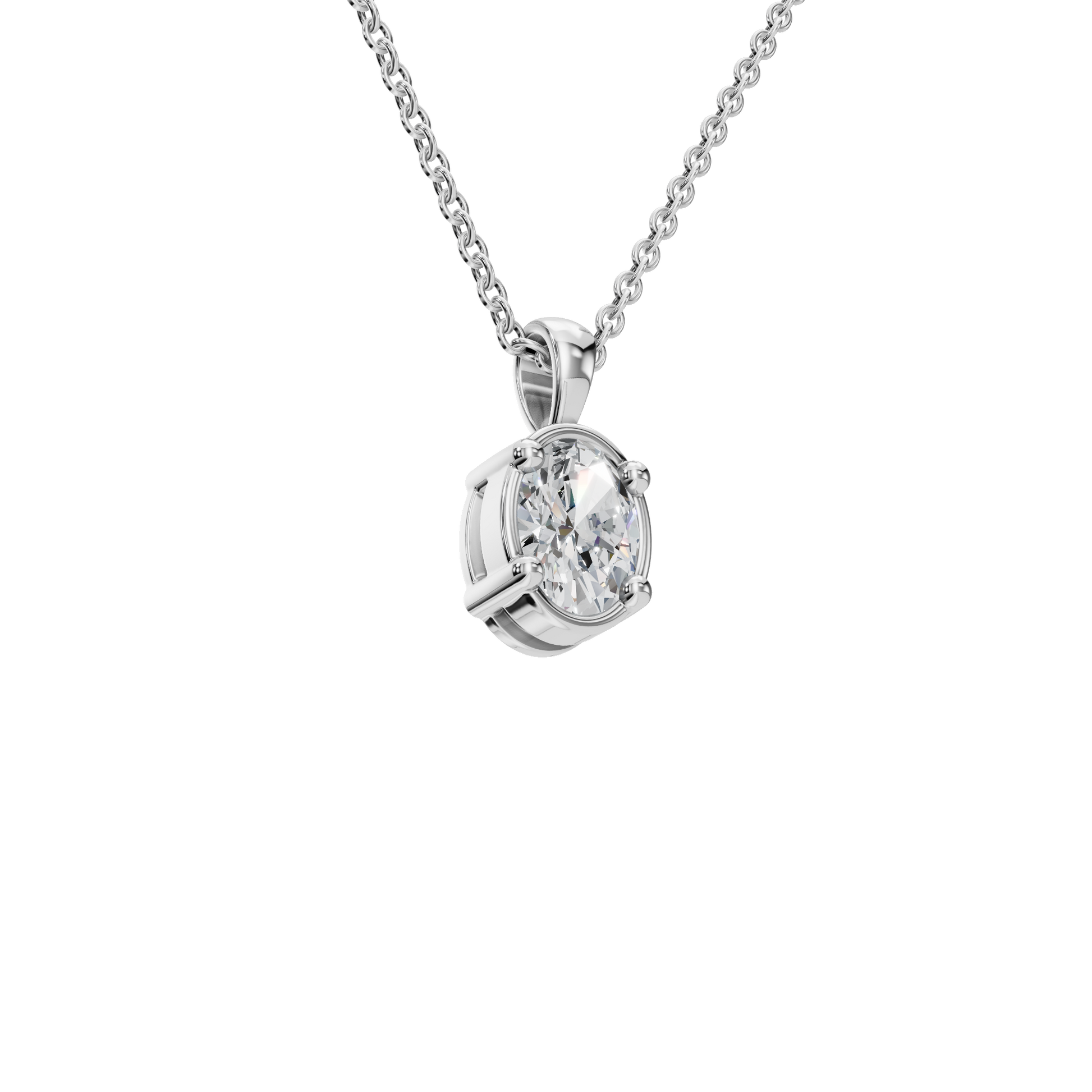 0.76 CTW Oval Diamond Solitaire Pendant Necklace