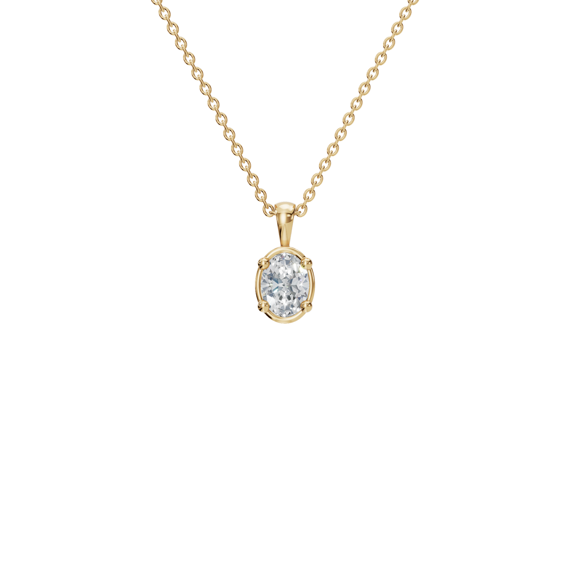 0.76 CTW Oval Diamond Solitaire Pendant Necklace