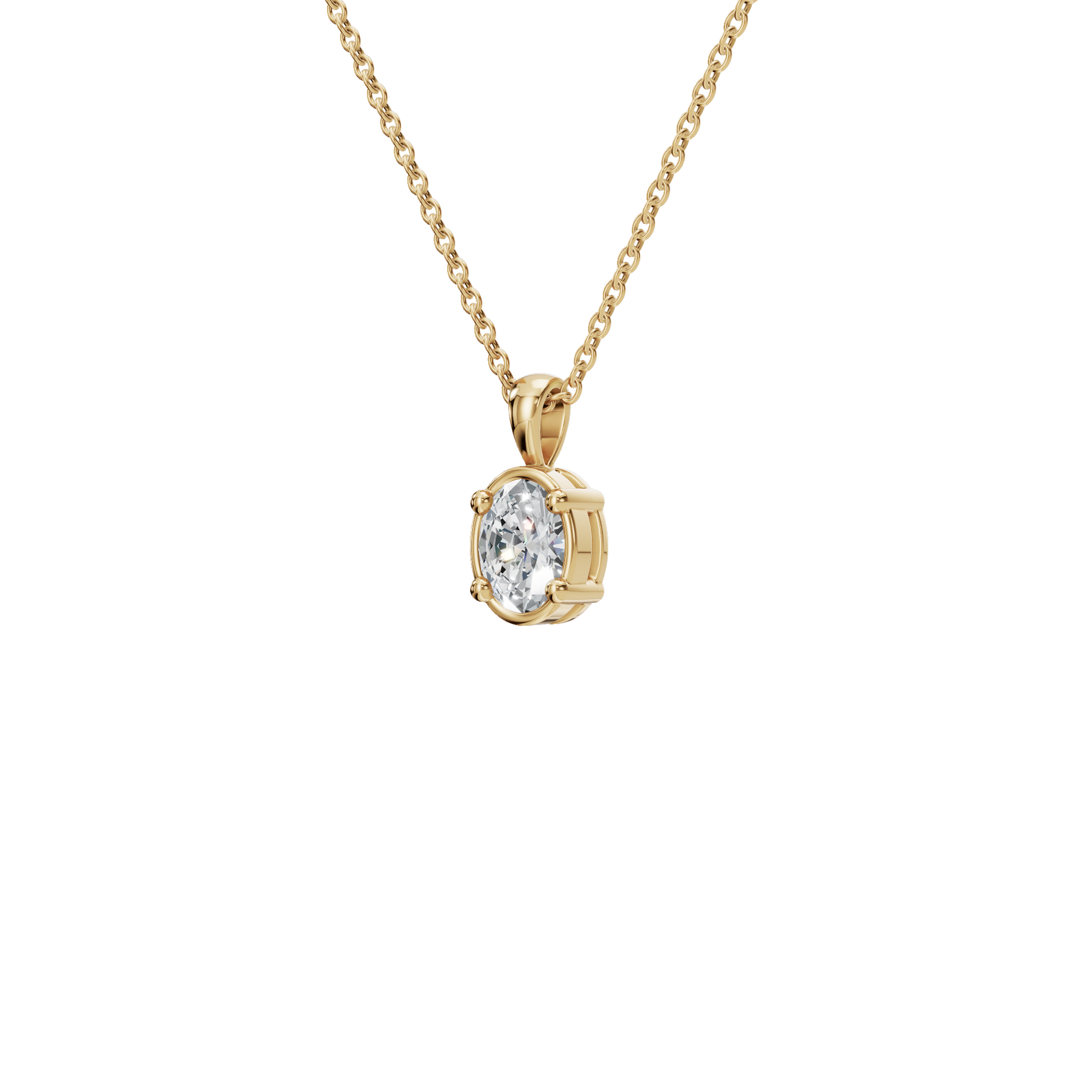 0.76 CTW Oval Diamond Solitaire Pendant Necklace
