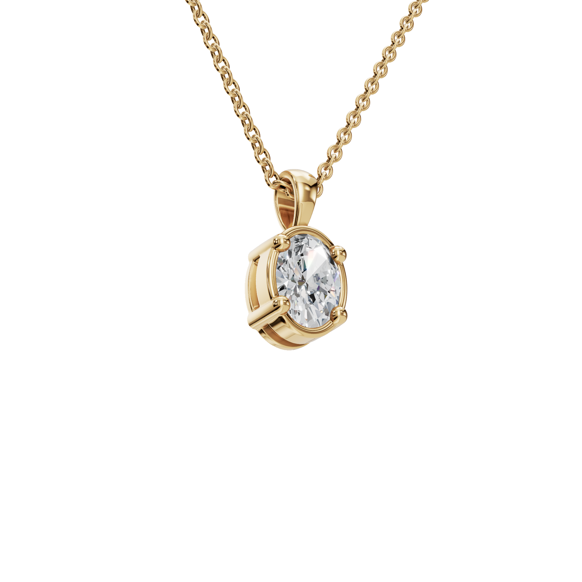 0.76 CTW Oval Diamond Solitaire Pendant Necklace