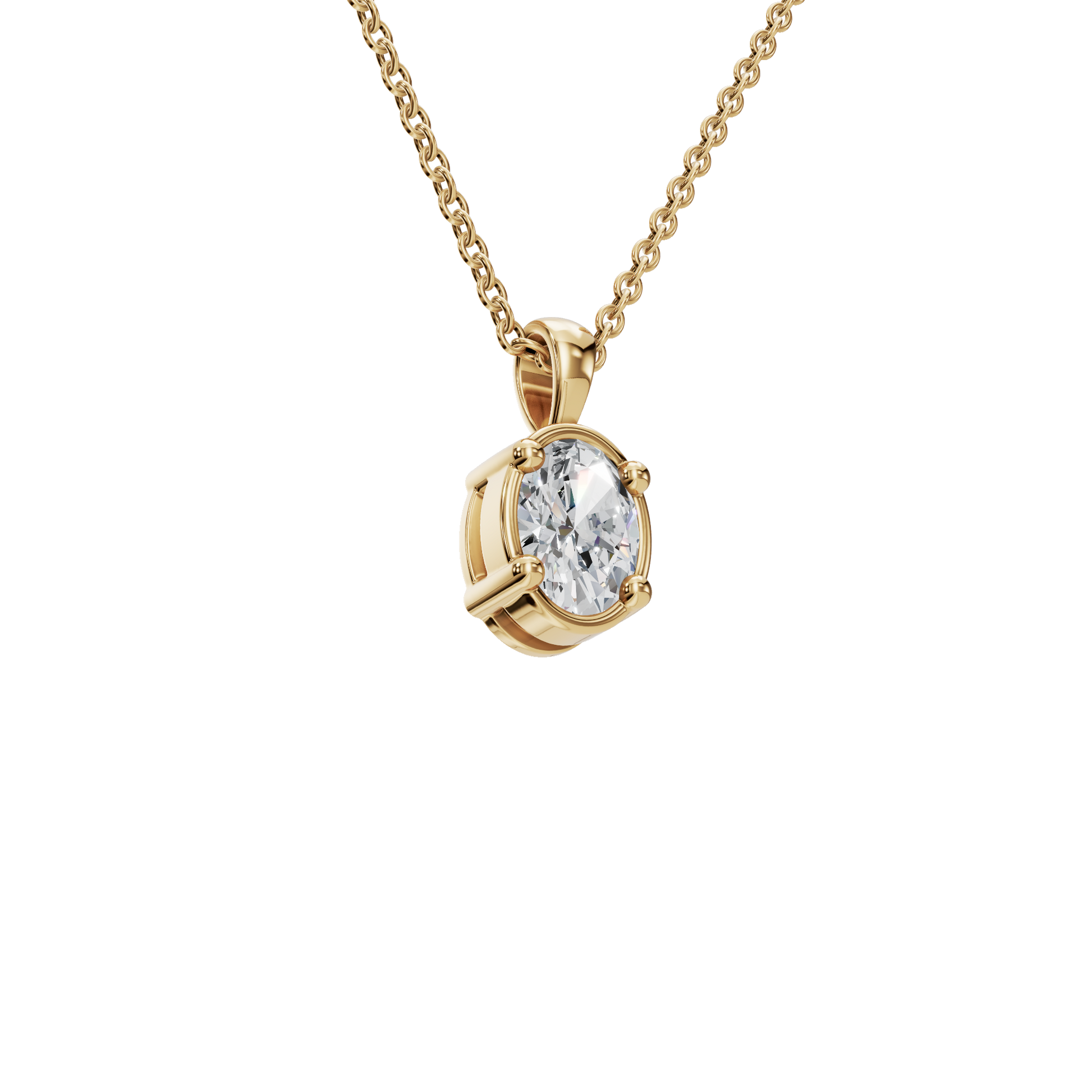 0.76 CTW Oval Diamond Solitaire Pendant Necklace