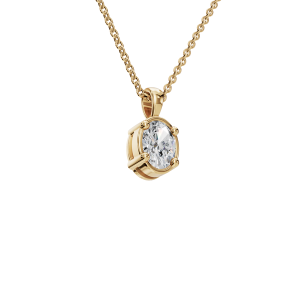 0.76 CTW Oval Diamond Solitaire Pendant Necklace