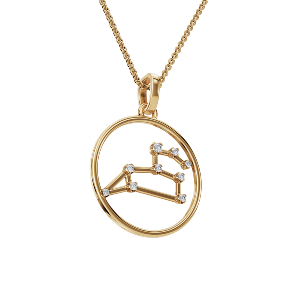 Astrology Glow Diamond Zodiac Pendant – Fine Gold Holiday Necklace for Her