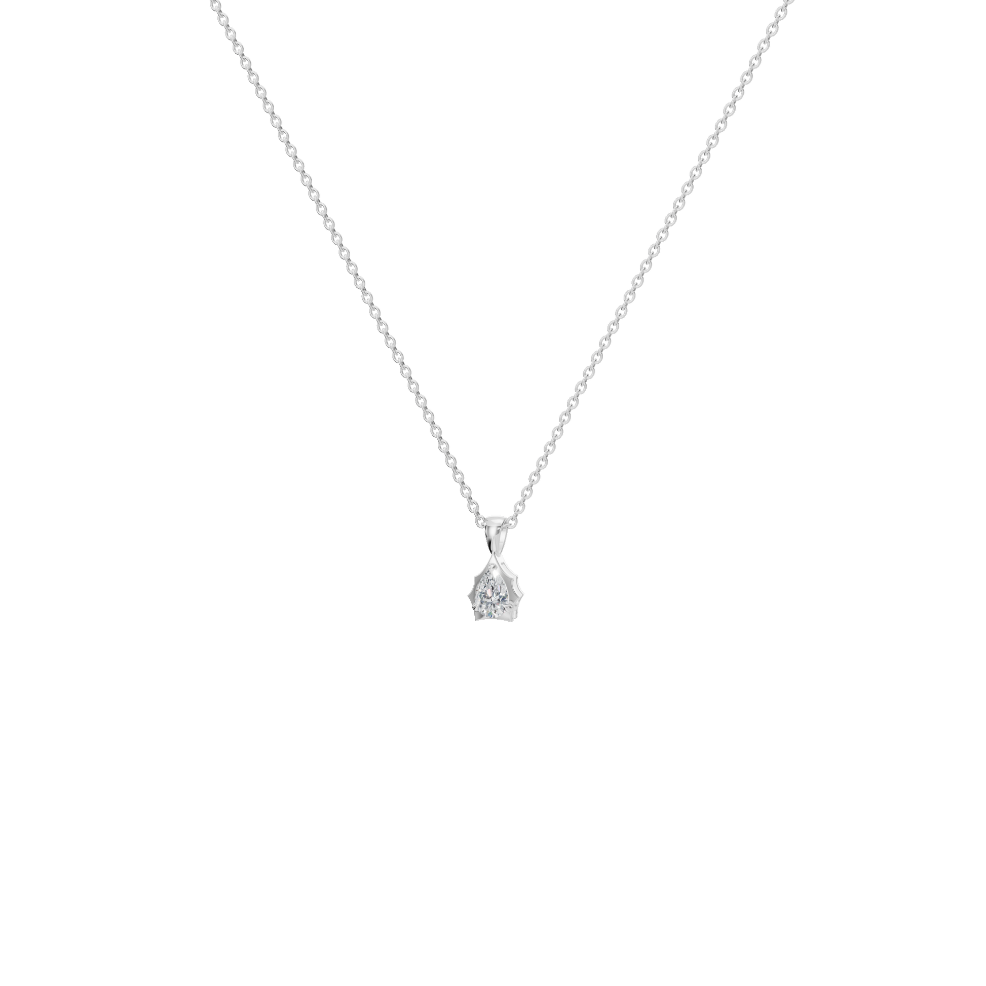 Ethereal Grace Pear-Cut Diamond Solitaire Pendant Necklace
