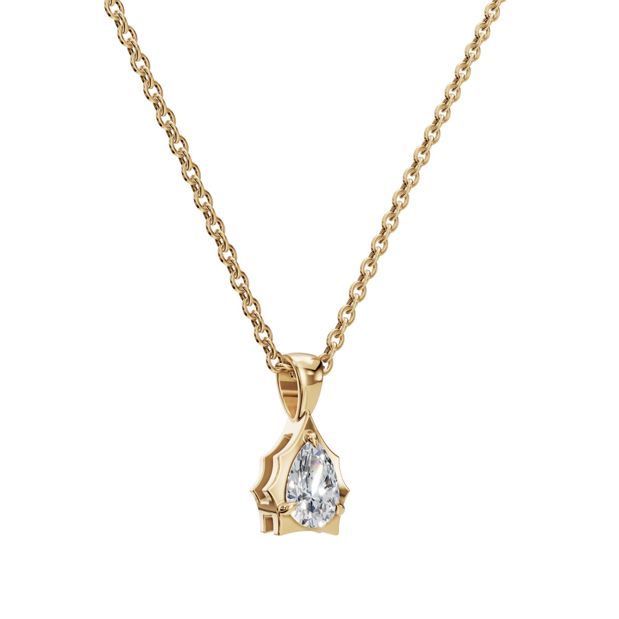 Ethereal Grace Pear-Cut Diamond Solitaire Pendant Necklace