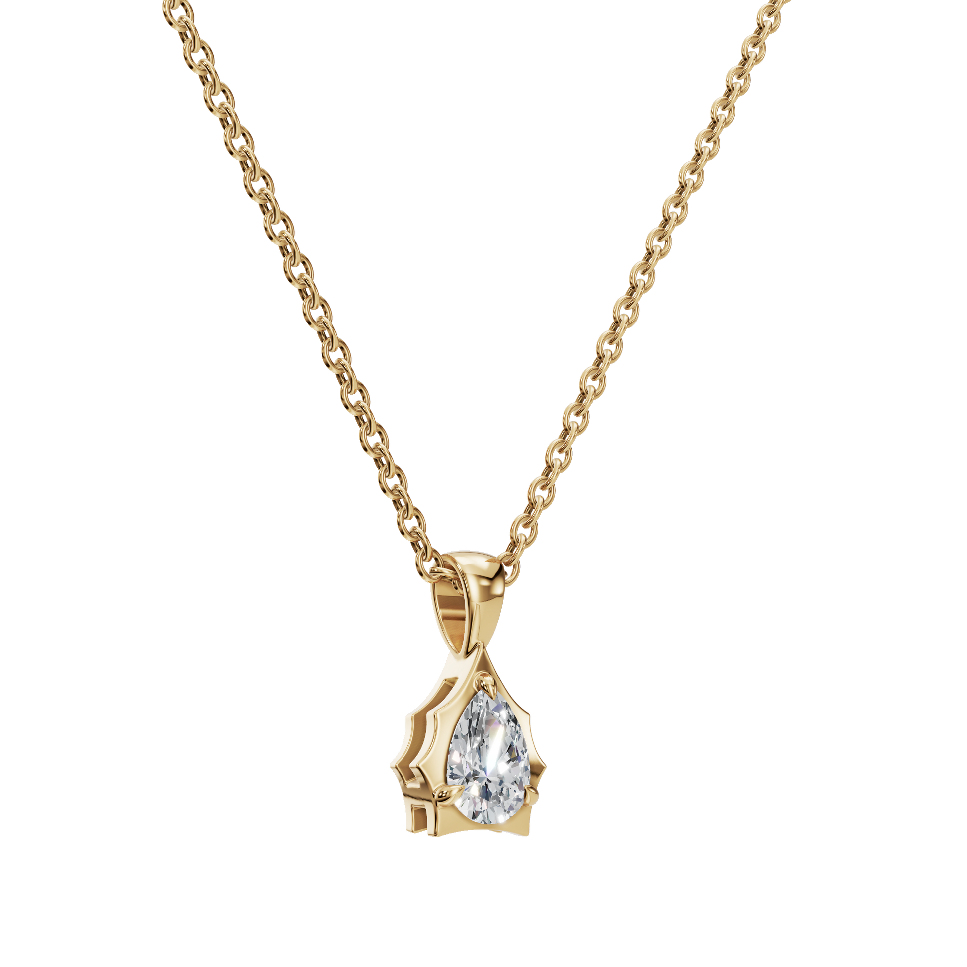 Ethereal Grace Pear-Cut Diamond Solitaire Pendant Necklace