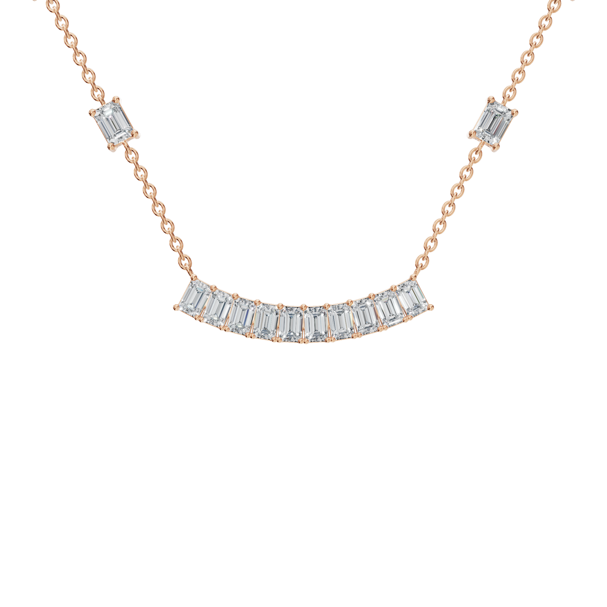 2.53Ctw Modern Baguette Diamond Bar Drop Pendant Necklace