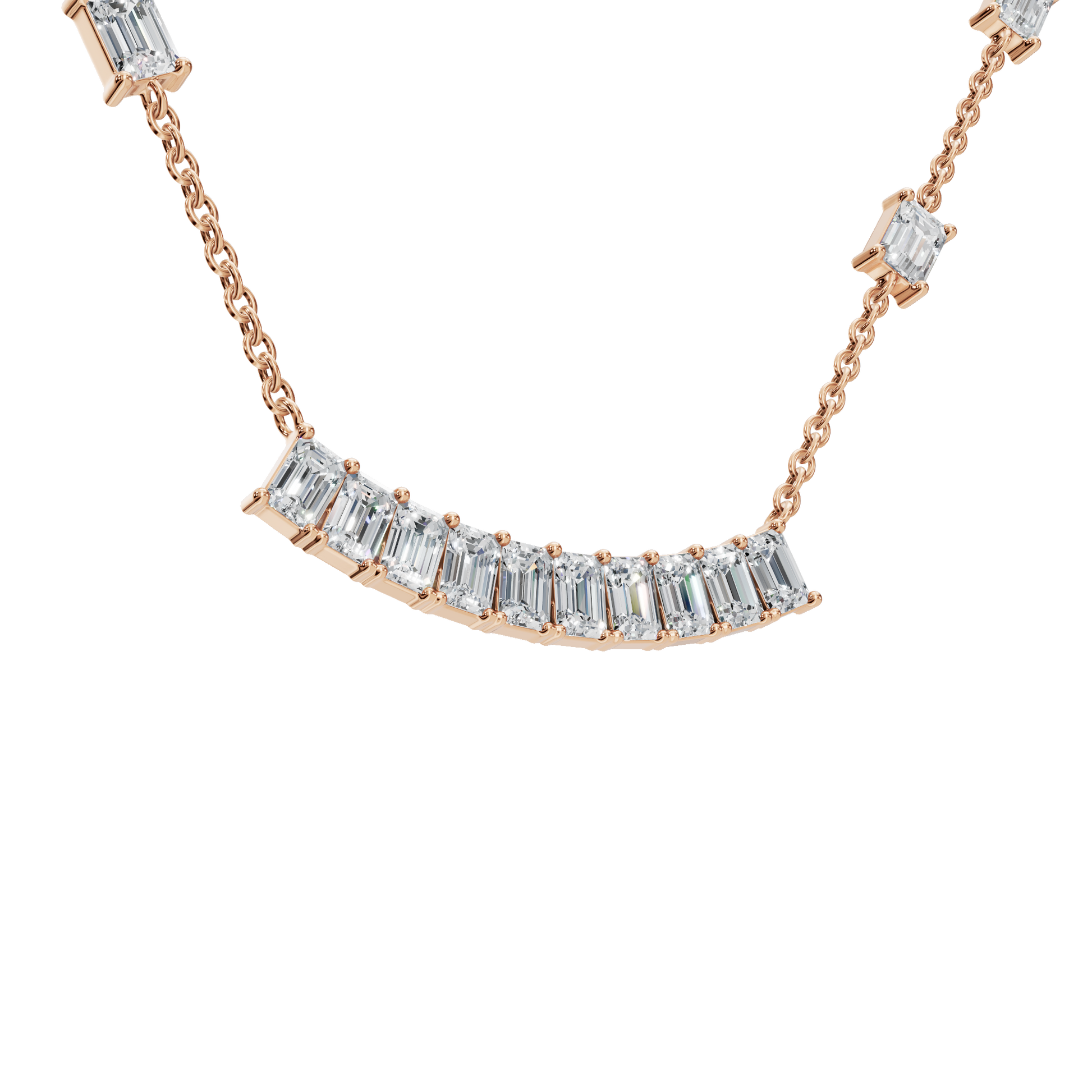 2.53Ctw Modern Baguette Diamond Bar Drop Pendant Necklace