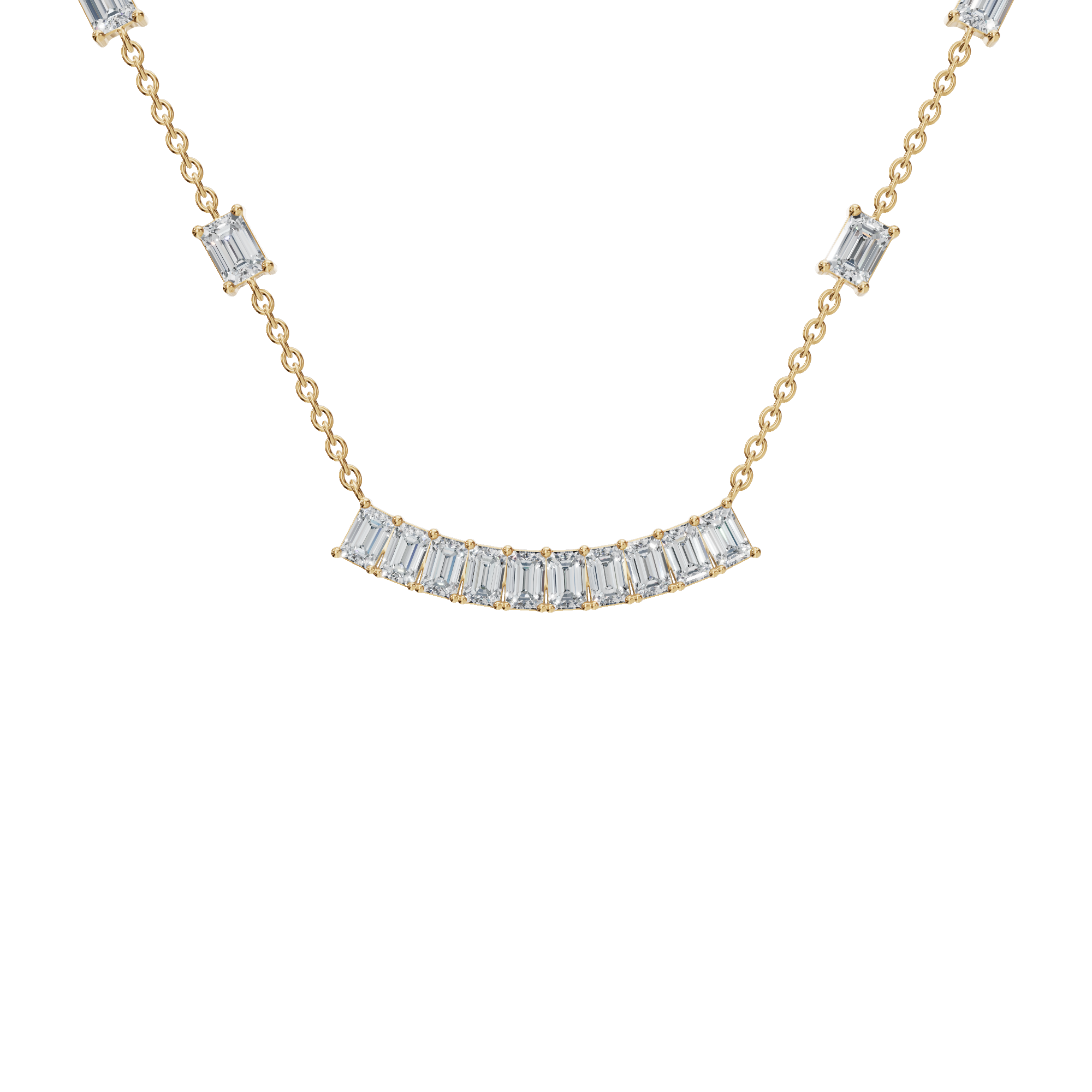 2.53Ctw Modern Baguette Diamond Bar Drop Pendant Necklace