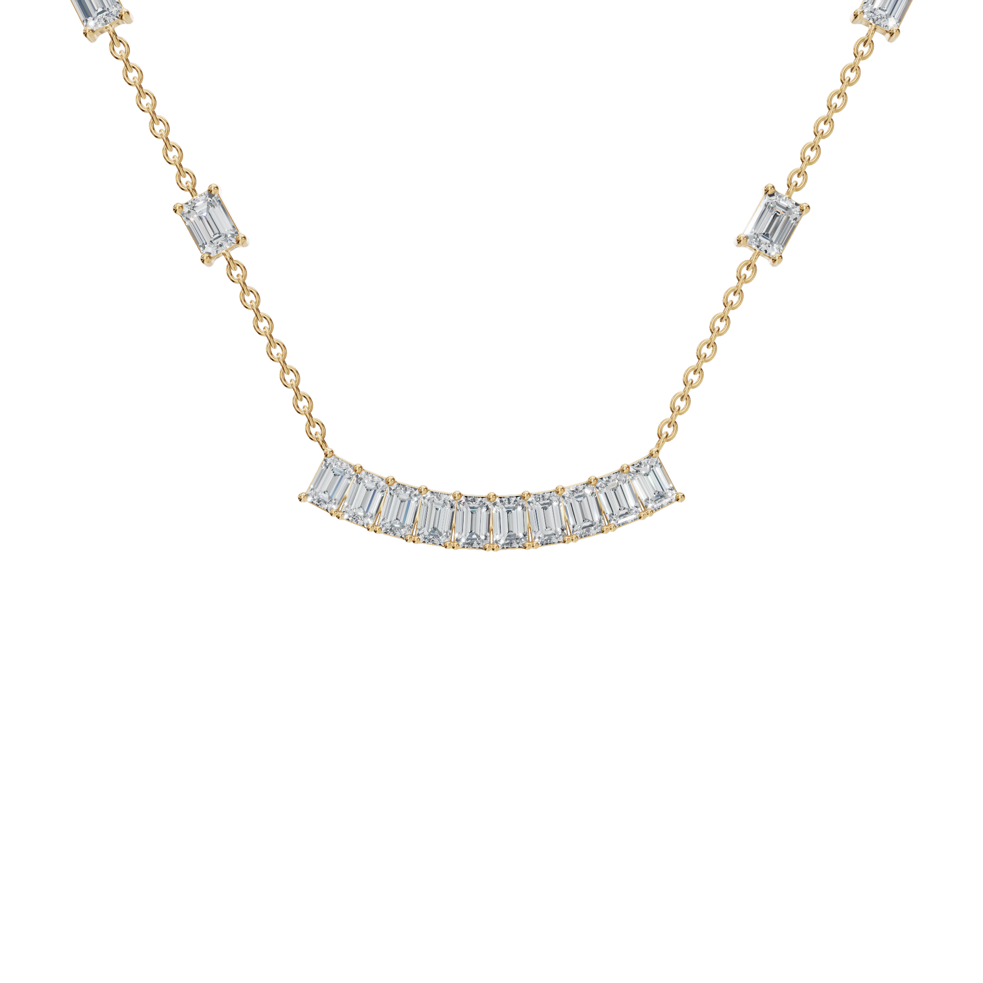 2.53Ctw Modern Baguette Diamond Bar Drop Pendant Necklace