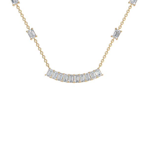 2.53Ctw Modern Baguette Diamond Bar Drop Pendant Necklace