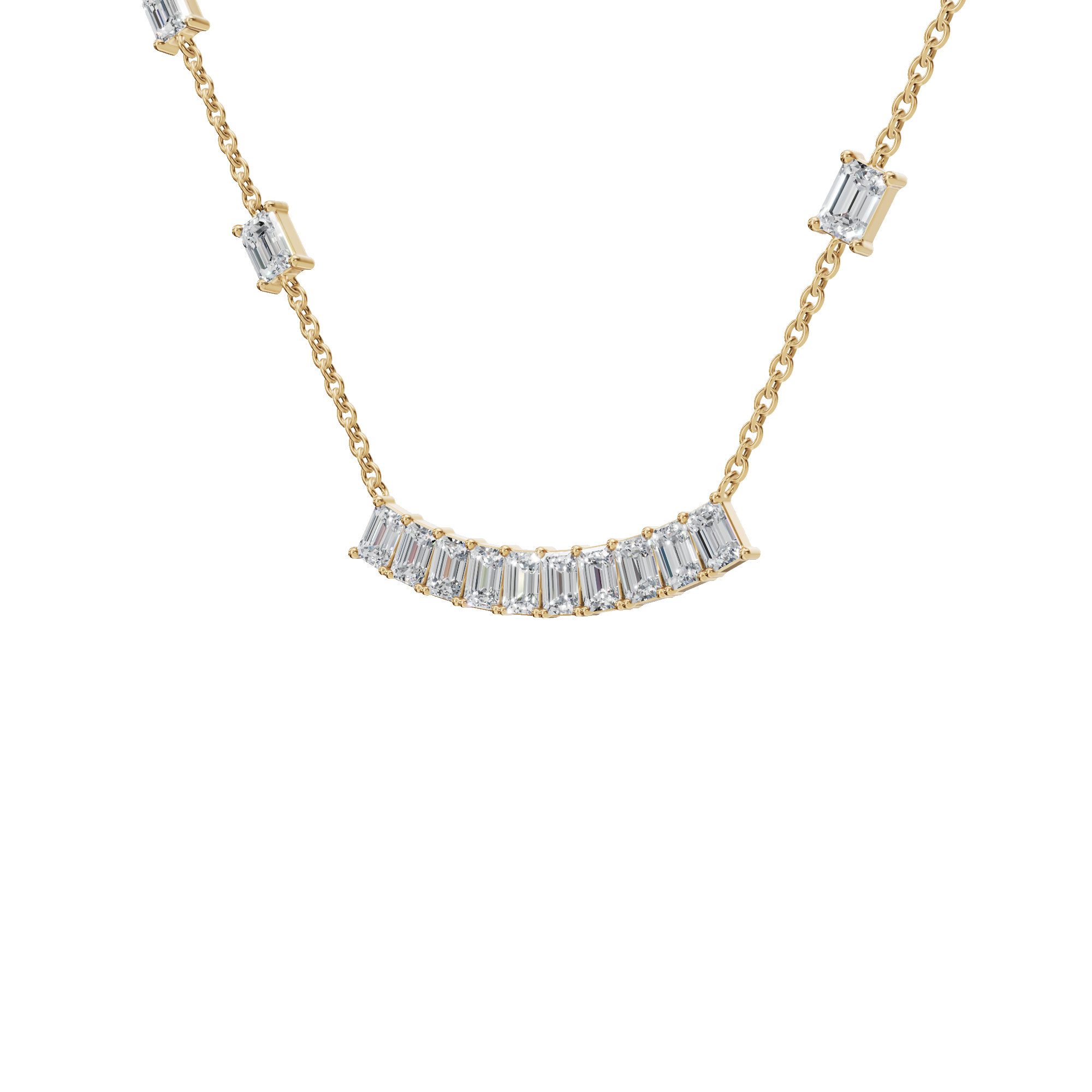 2.53Ctw Modern Baguette Diamond Bar Drop Pendant Necklace