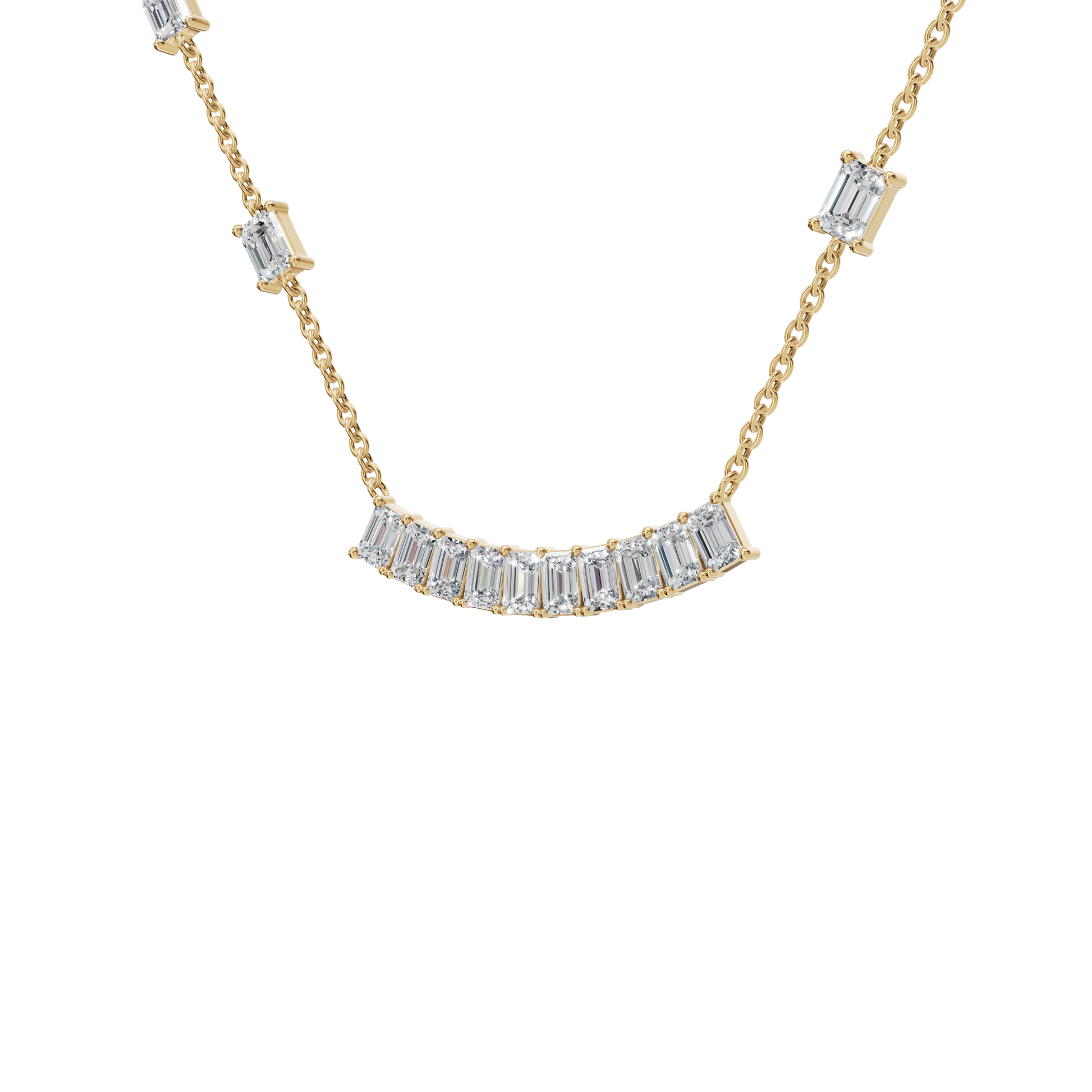 2.53Ctw Modern Baguette Diamond Bar Drop Pendant Necklace