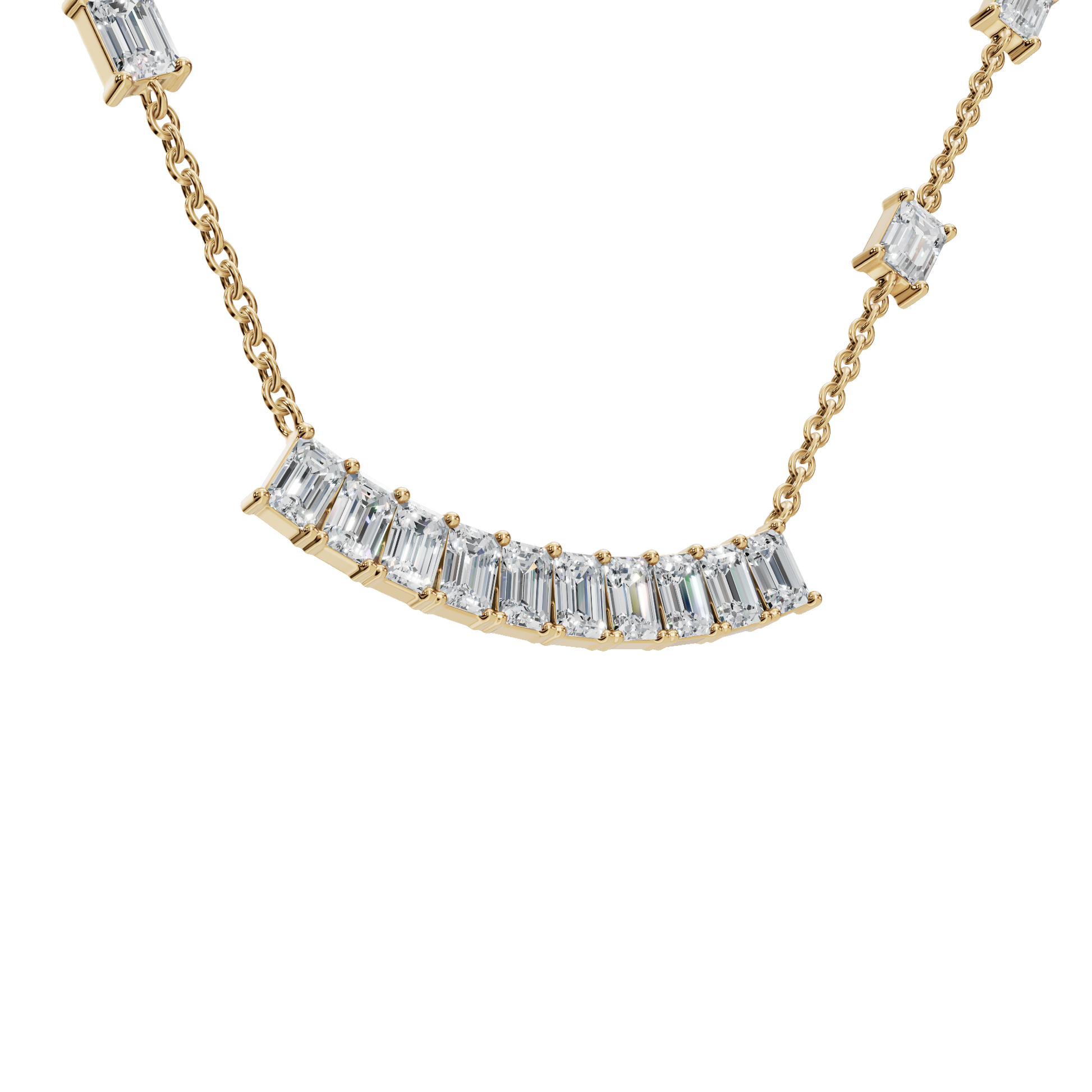 2.53Ctw Modern Baguette Diamond Bar Drop Pendant Necklace