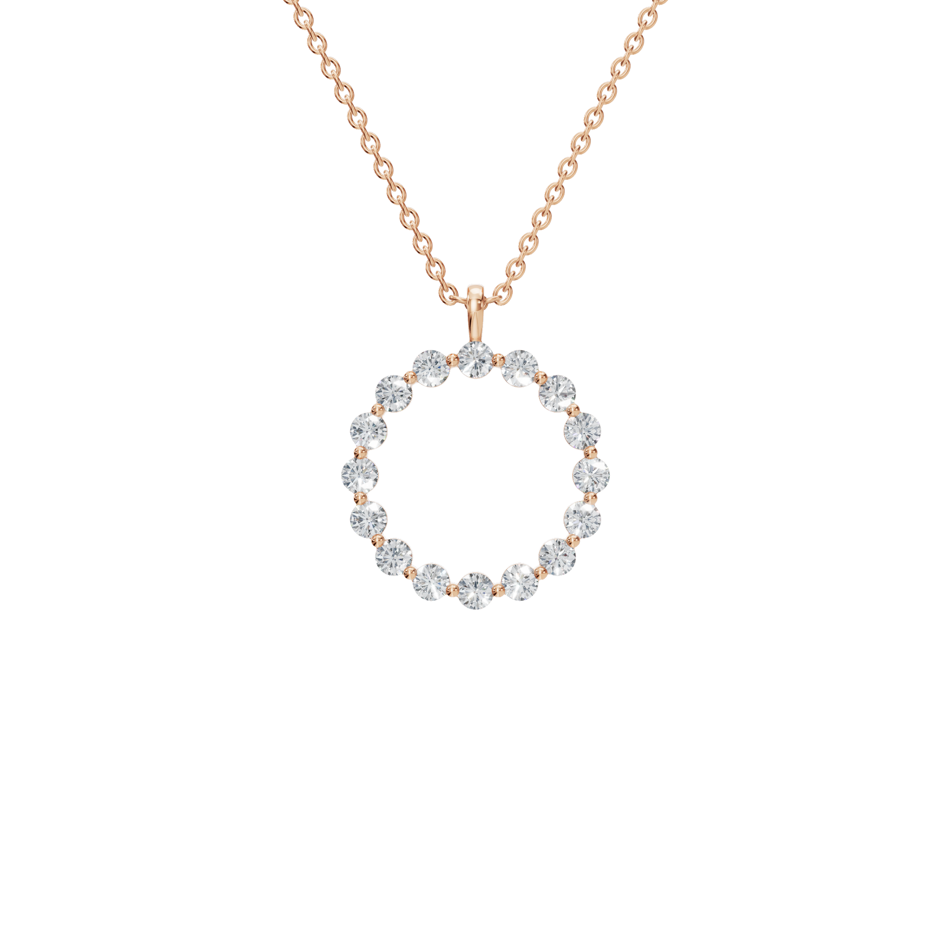 0.960 CTW Round Diamond Halo Pendant Necklace