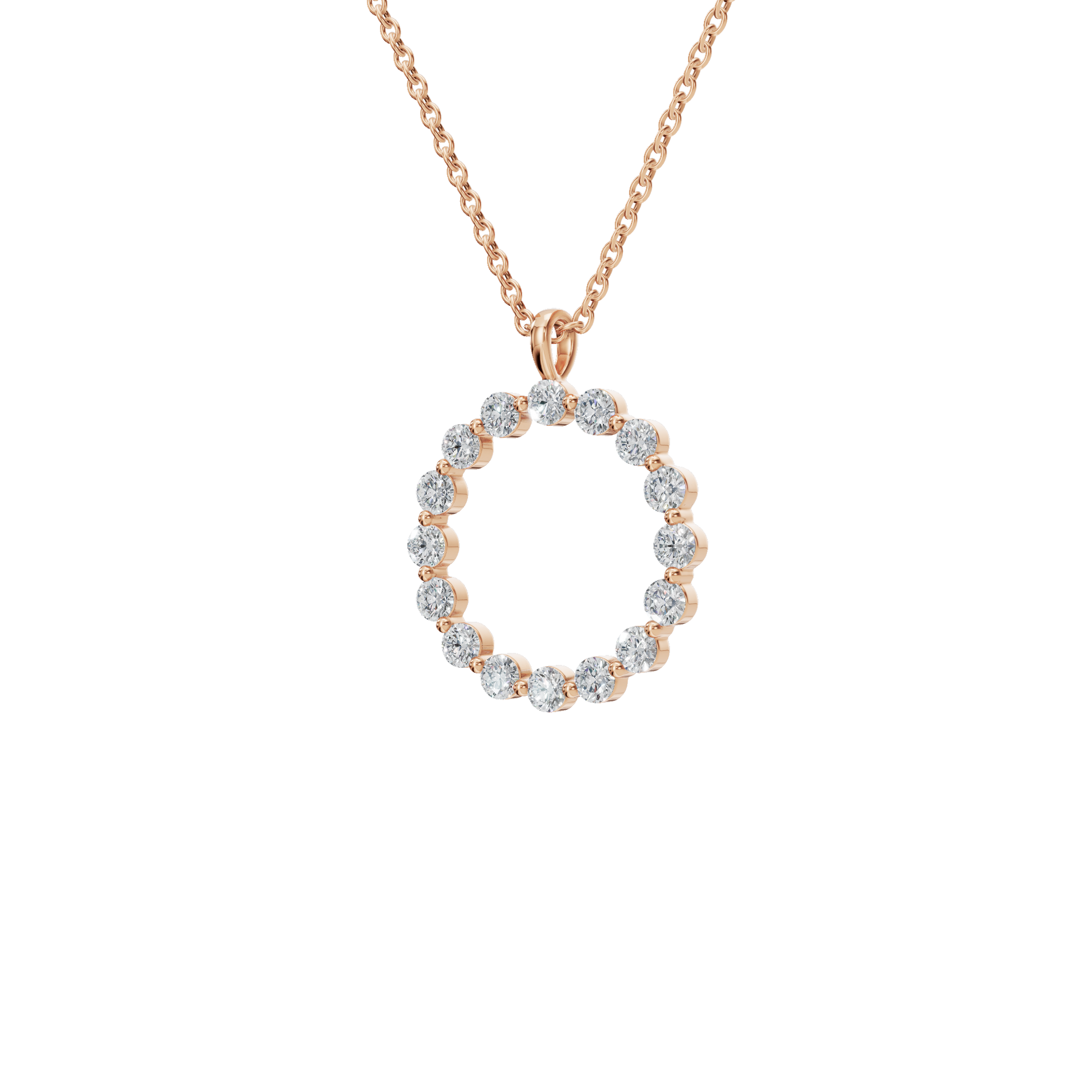 0.960 CTW Round Diamond Halo Pendant Necklace