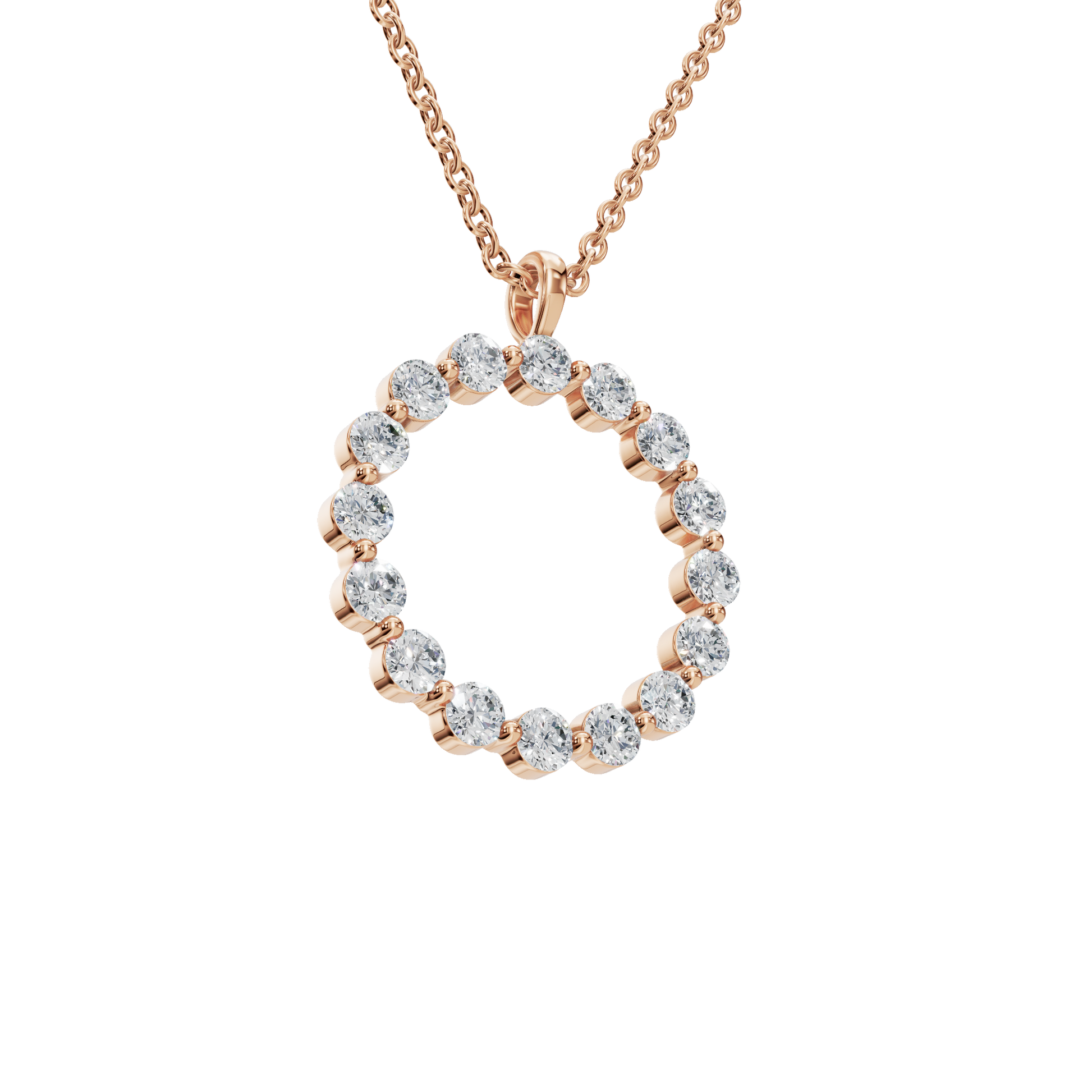 0.960 CTW Round Diamond Halo Pendant Necklace