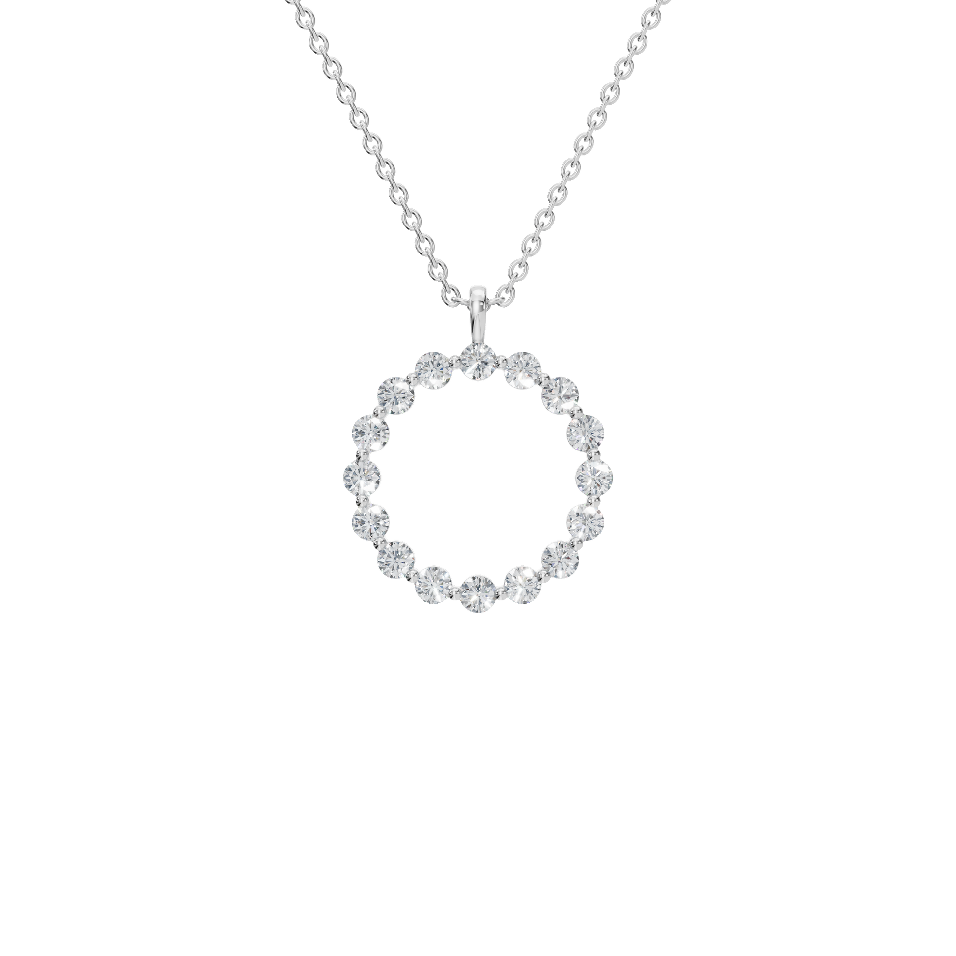 0.960 CTW Round Diamond Halo Pendant Necklace