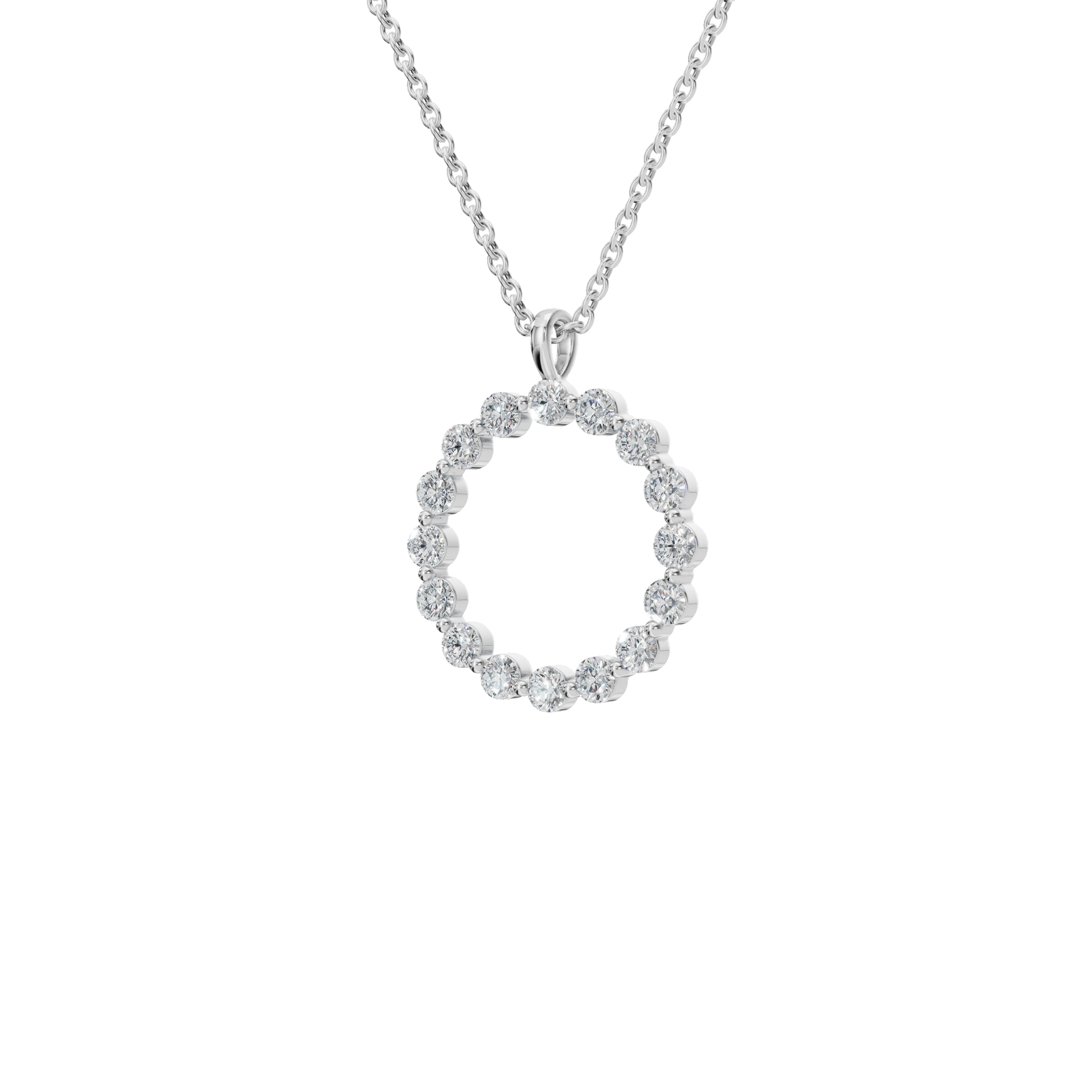 0.960 CTW Round Diamond Halo Pendant Necklace
