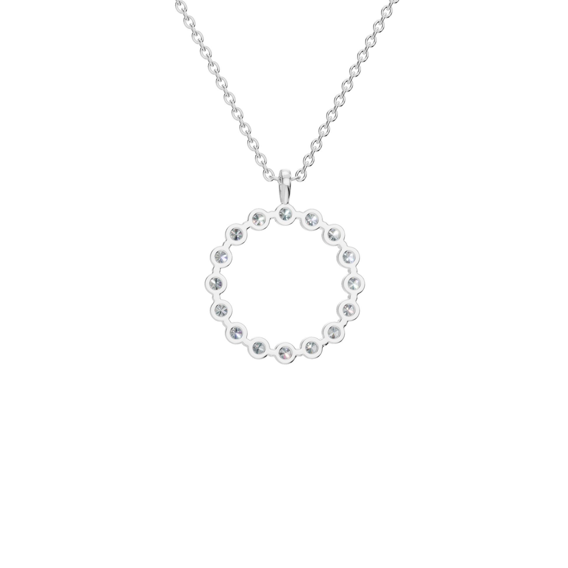 0.960 CTW Round Diamond Halo Pendant Necklace