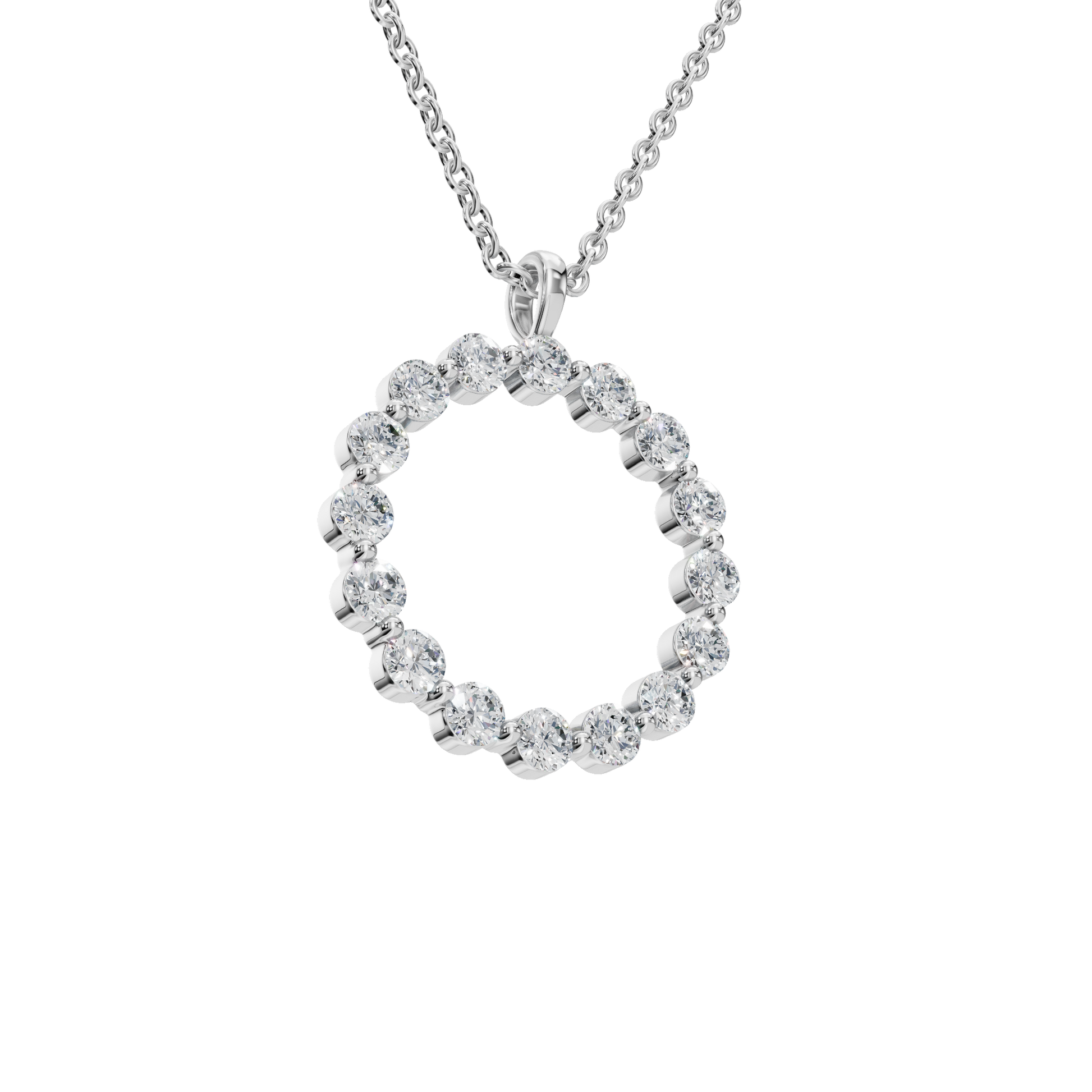 0.960 CTW Round Diamond Halo Pendant Necklace
