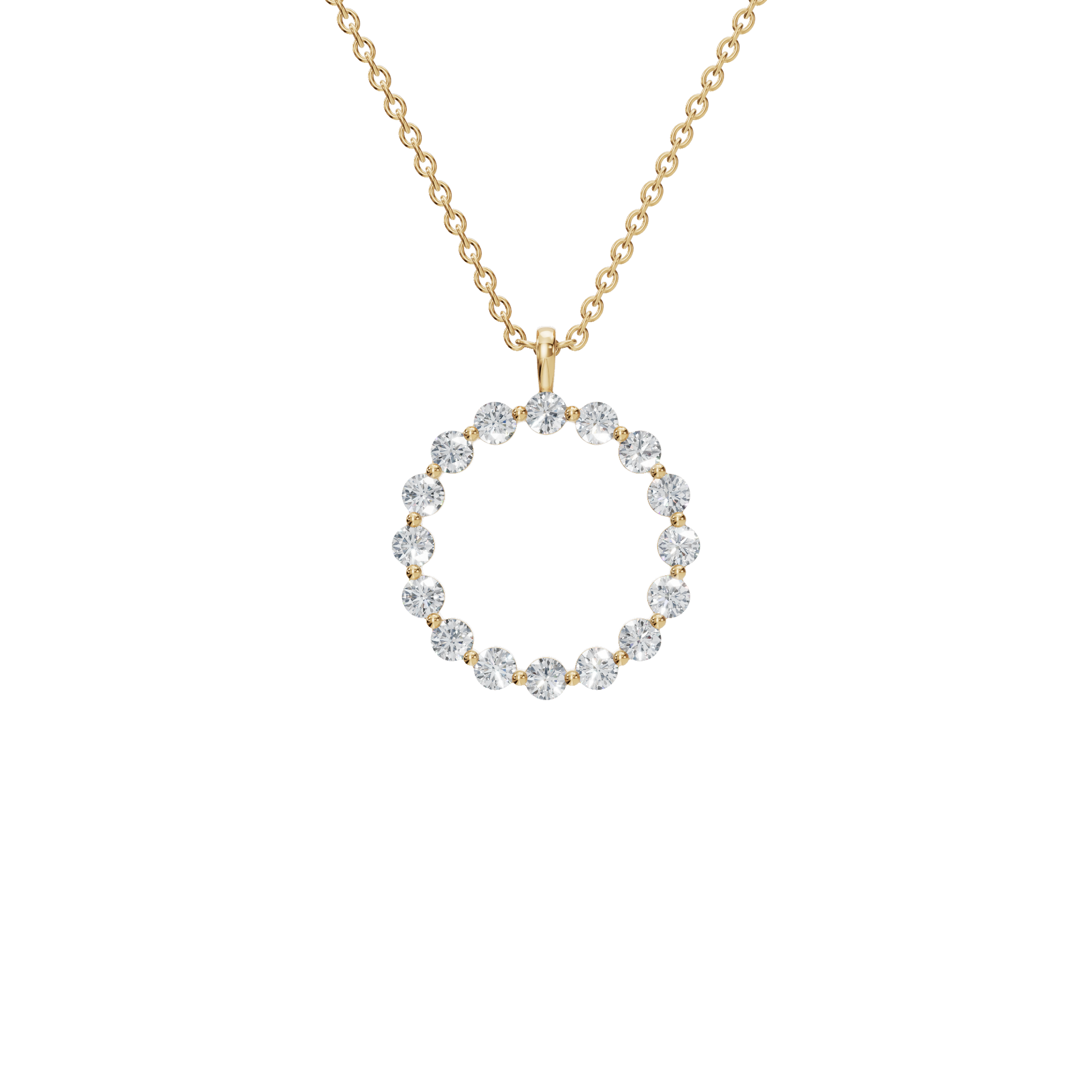 0.960 CTW Round Diamond Halo Pendant Necklace