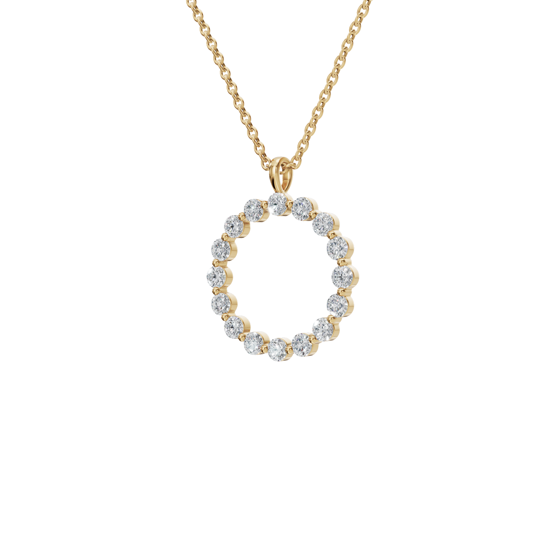 0.960 CTW Round Diamond Halo Pendant Necklace