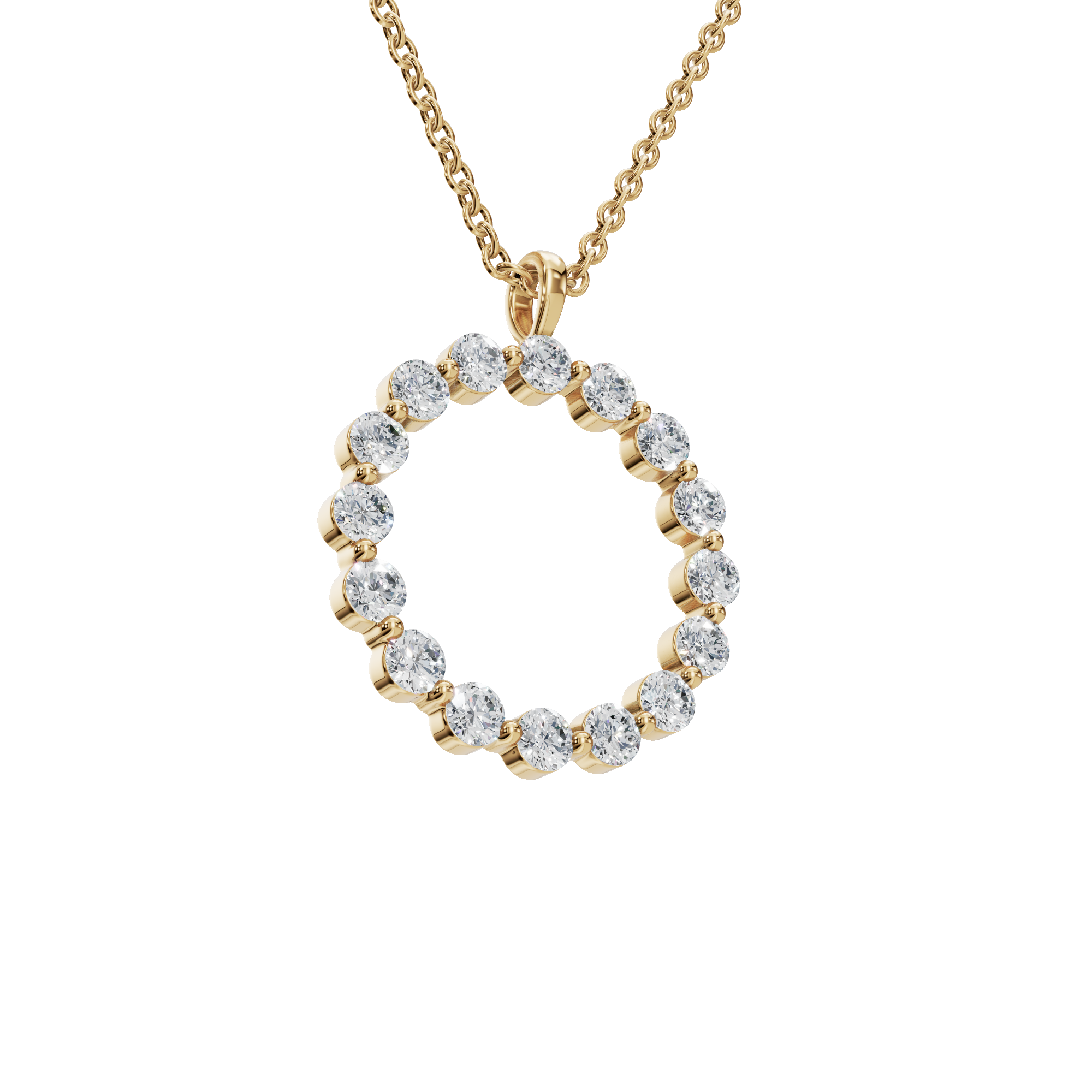 0.960 CTW Round Diamond Halo Pendant Necklace