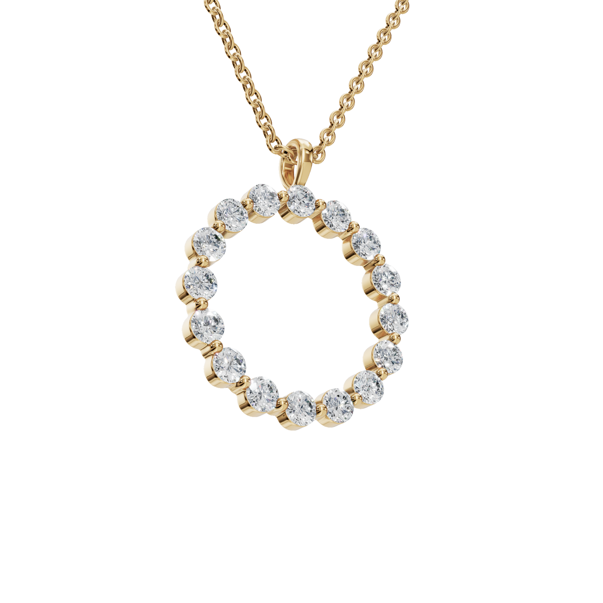0.960 CTW Round Diamond Halo Pendant Necklace