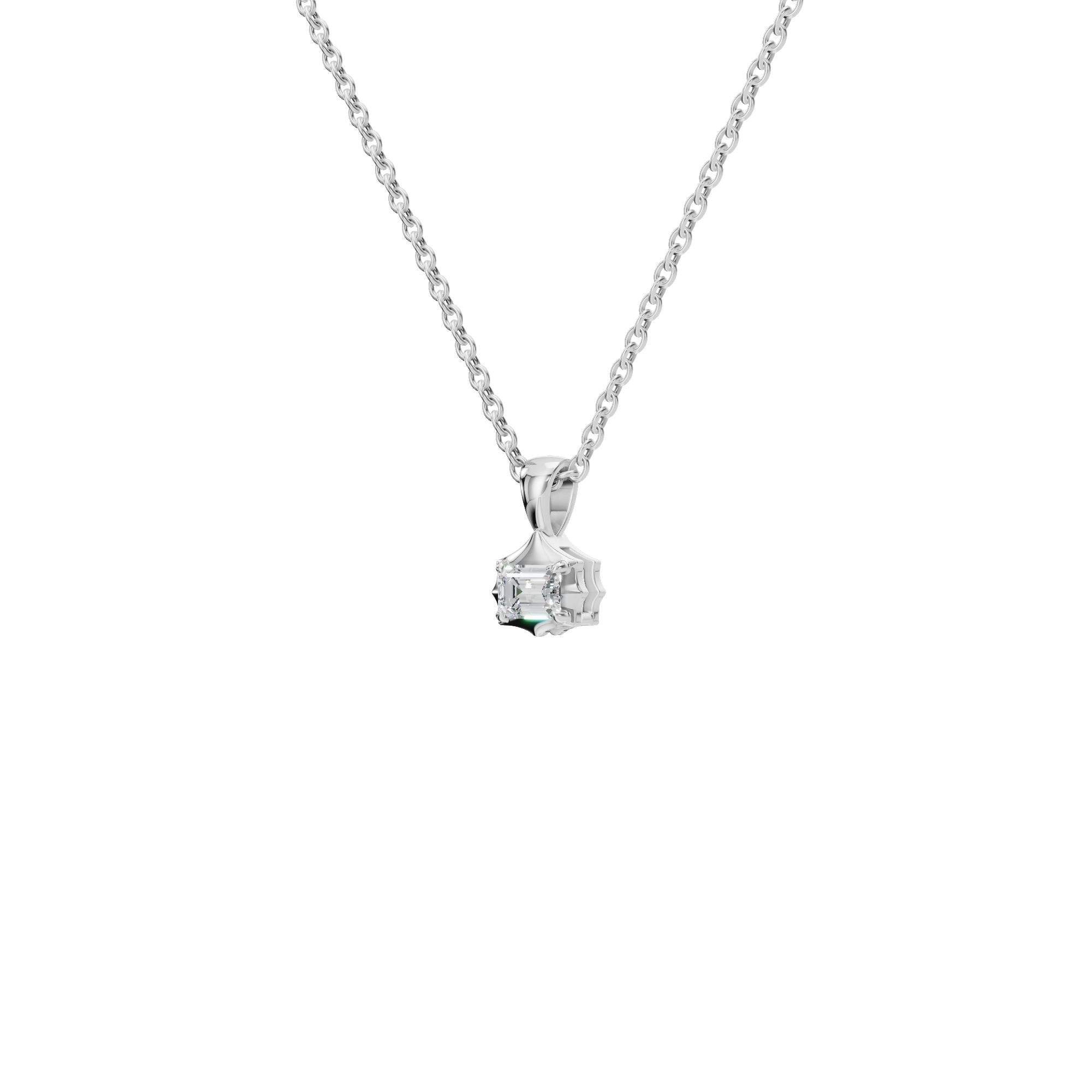 Emerald Cut Lab-Grown Diamond Minimalist Solitaire Pendant in Solid Gold Necklace