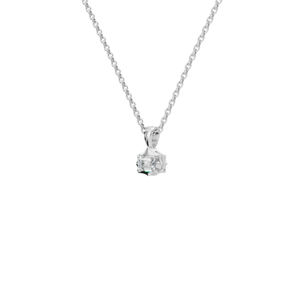 Emerald Cut Lab-Grown Diamond Minimalist Solitaire Pendant in Solid Gold Necklace