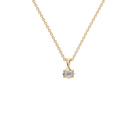 Emerald Cut Diamond Bezel Set Minimalist Solitaire Pendant Necklace In Solid Gold