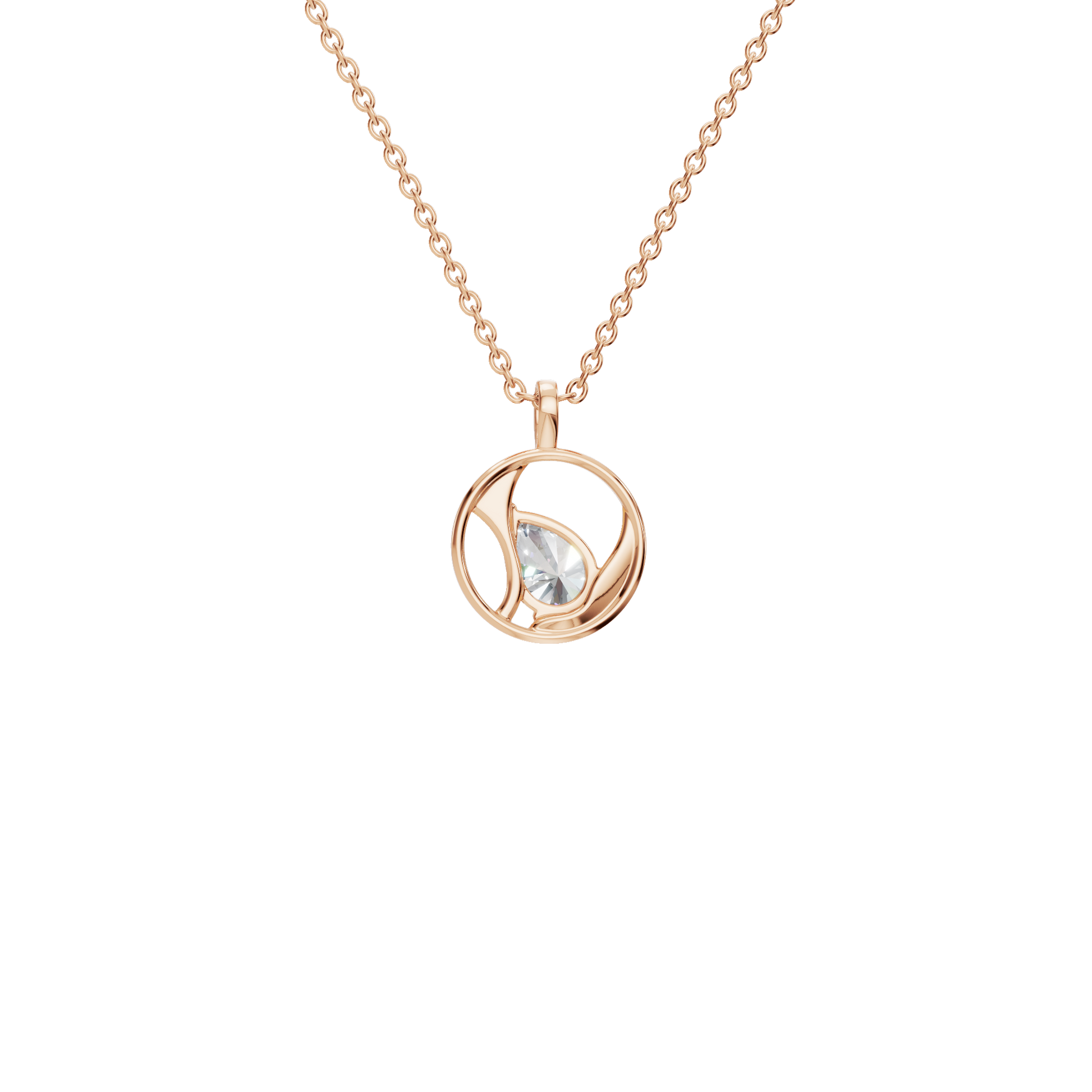 0.65 CTW Pear Cut Diamond Circle Pendant | Minimalist Everyday Necklace