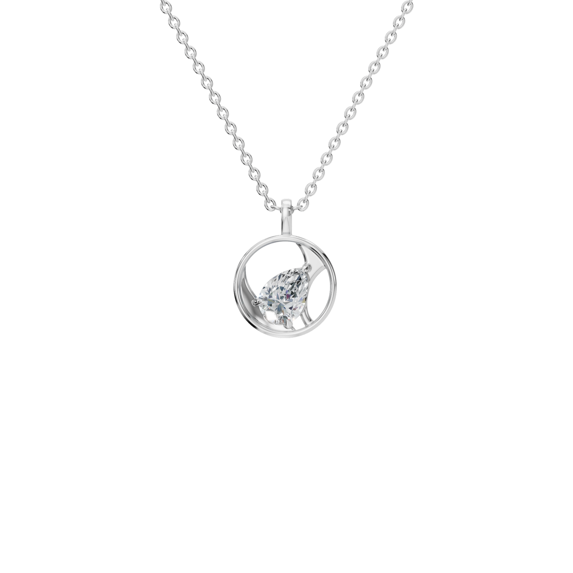 0.65 CTW Pear Cut Diamond Circle Pendant | Minimalist Everyday Necklace