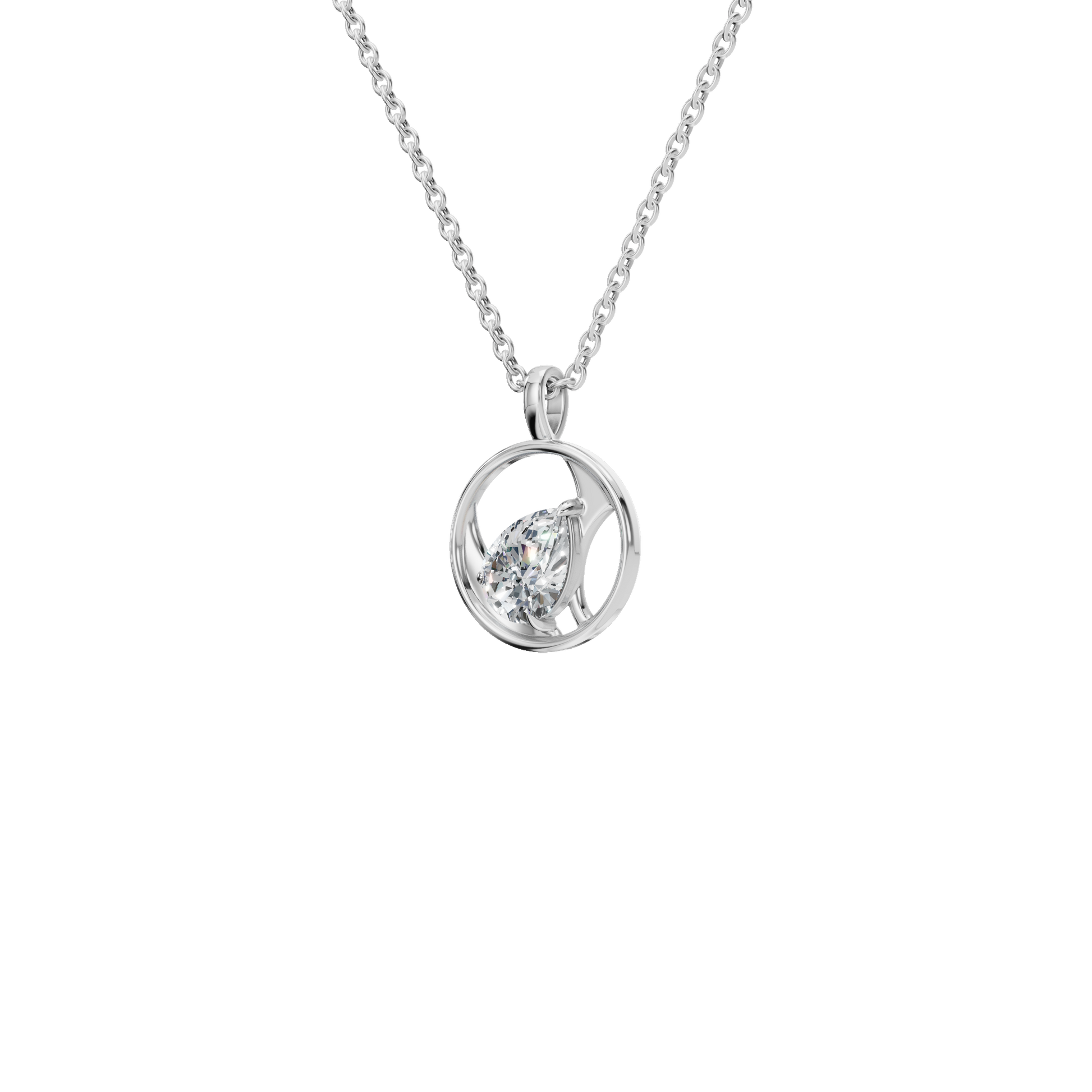 0.65 CTW Pear Cut Diamond Circle Pendant | Minimalist Everyday Necklace