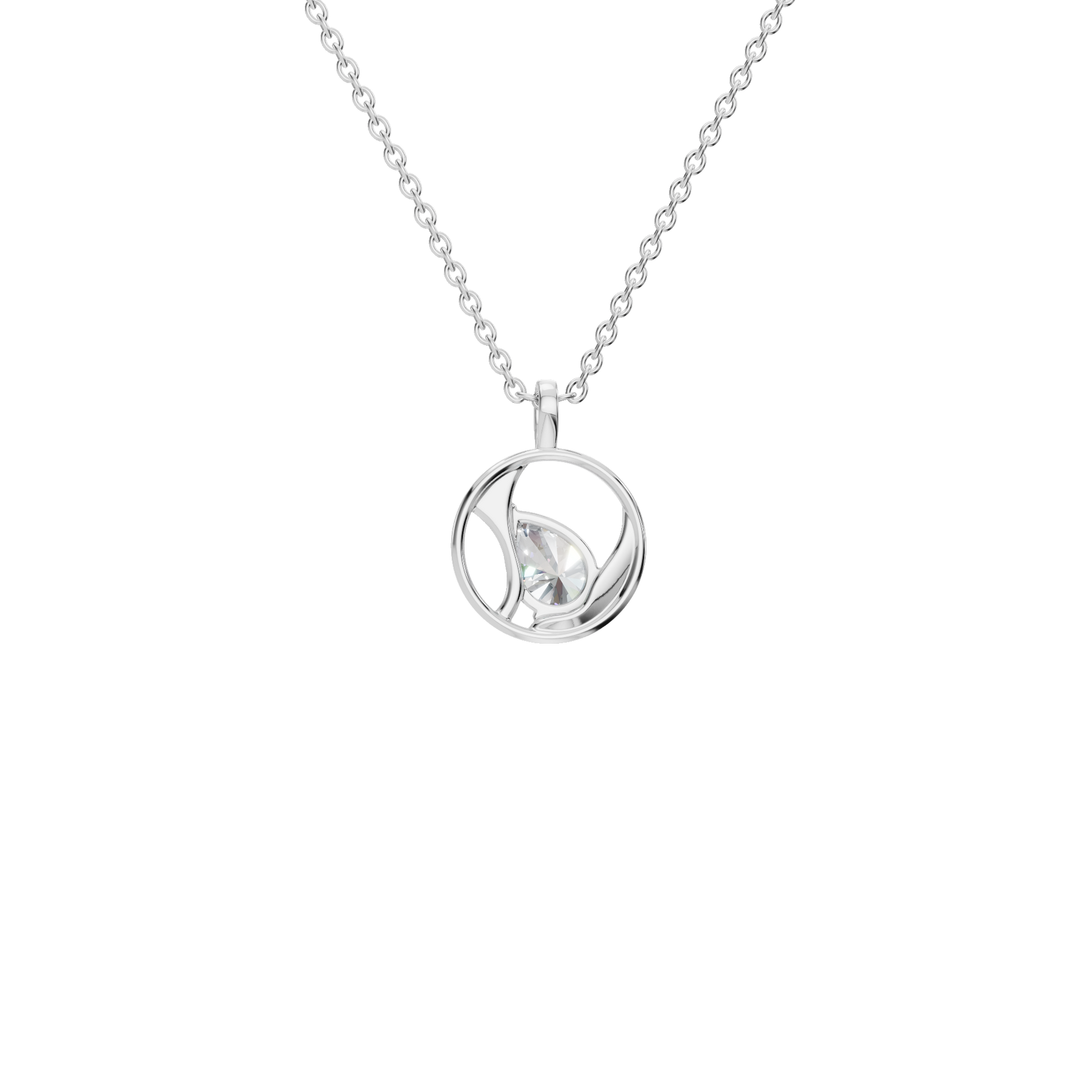 0.65 CTW Pear Cut Diamond Circle Pendant | Minimalist Everyday Necklace