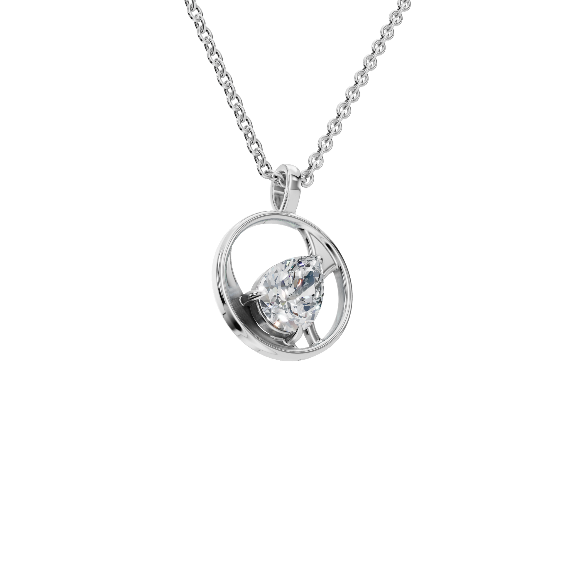 0.65 CTW Pear Cut Diamond Circle Pendant | Minimalist Everyday Necklace